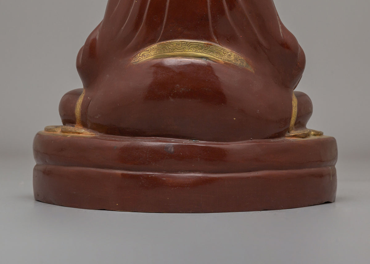 Buddhist Kagyu Master Marpha Sculpture | 24K Gold Plated Copper Deity