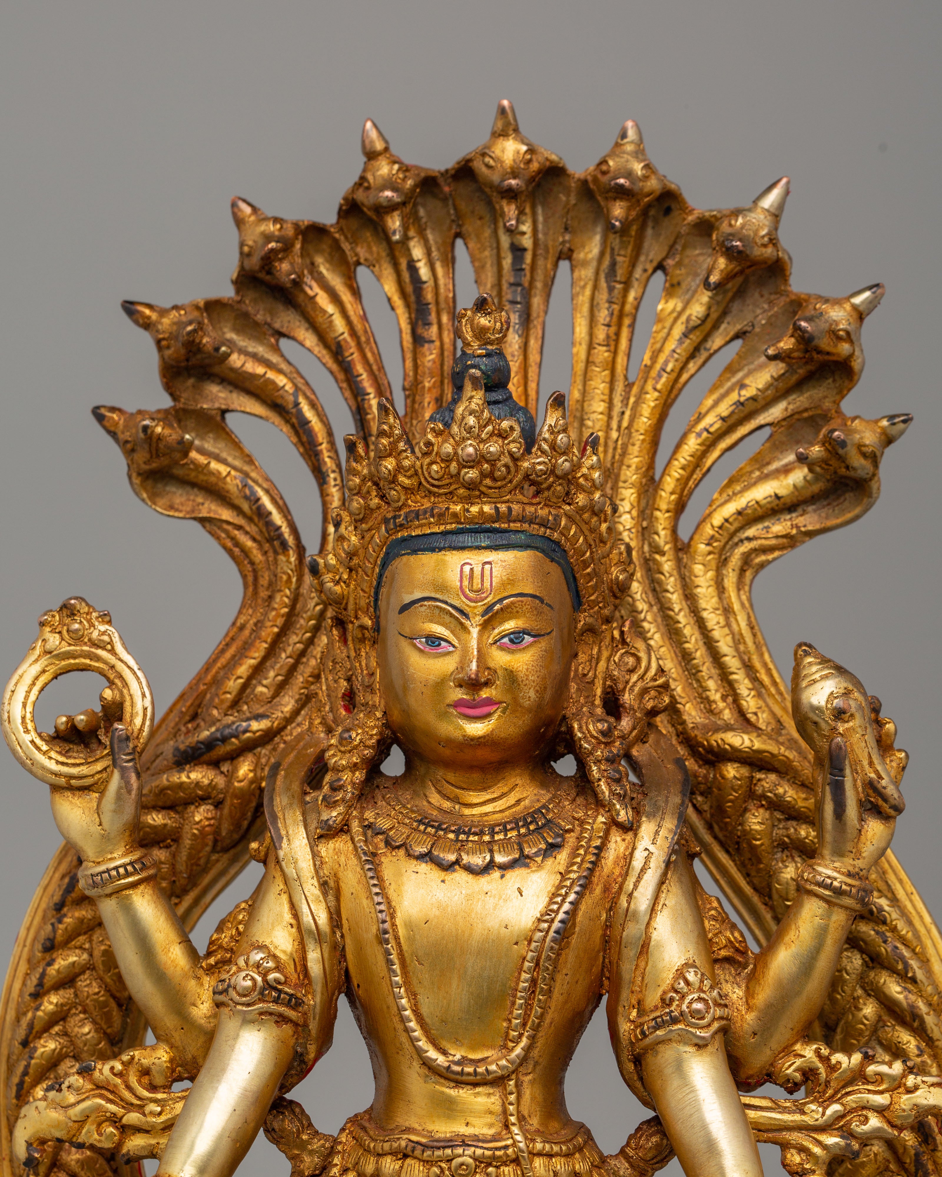 Sacred Vishnu Figurine | Handcrafted Copper Statue