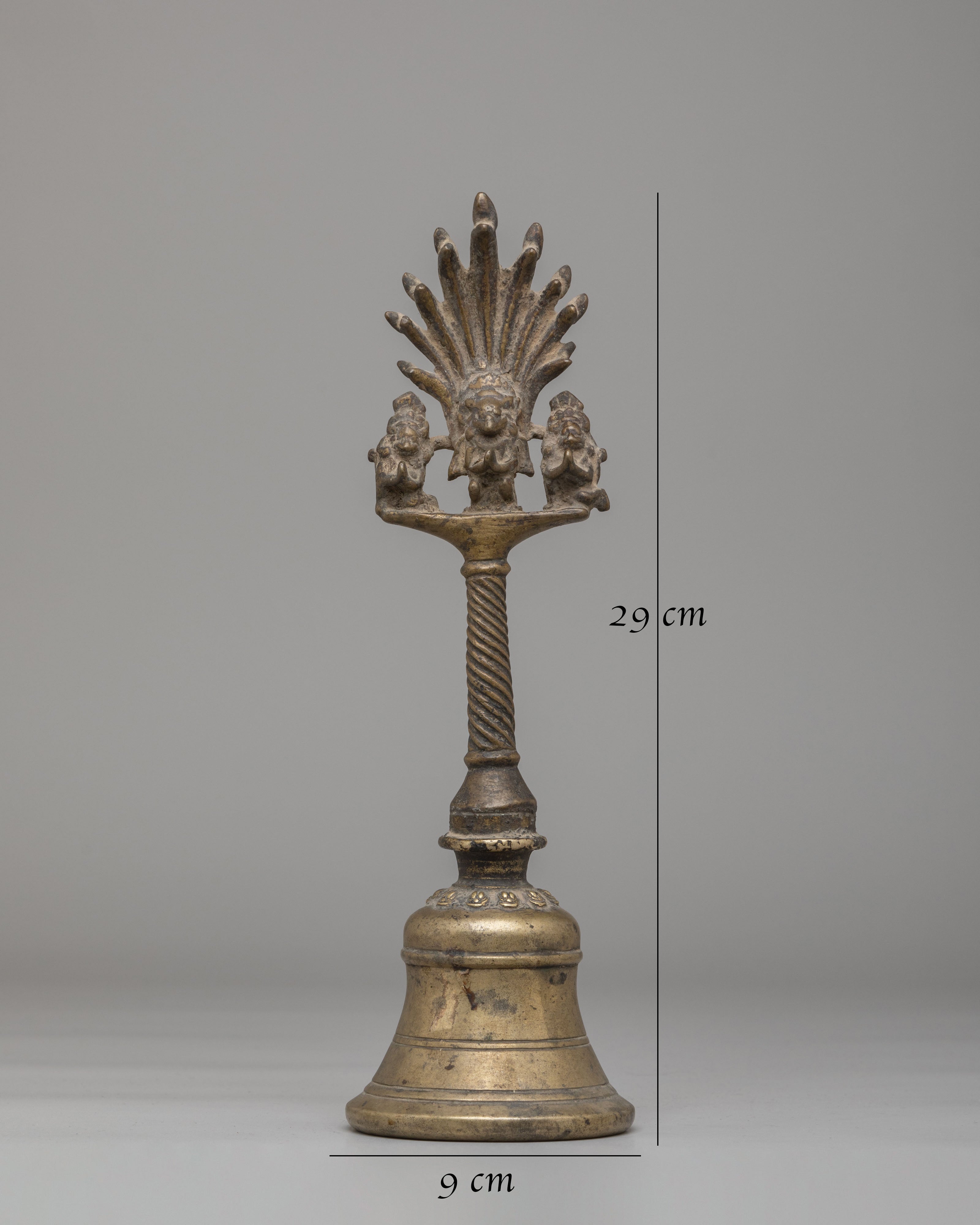 Handcrafted Antique Finish Bronze Bell | Tibetan Ritual Altar Bell