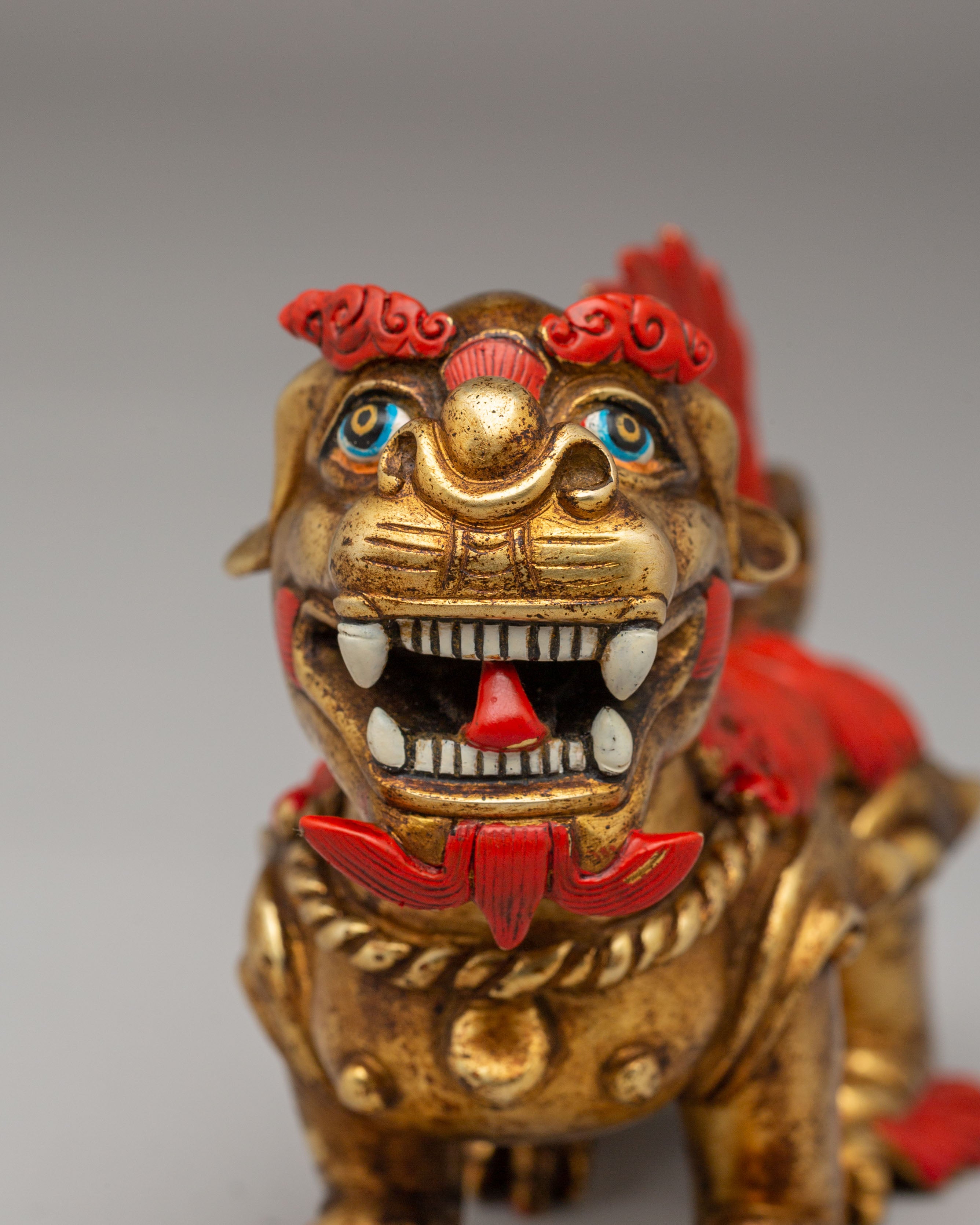 Traditional Decorative Lion Set | Handcrafted Copper Lion Figurines