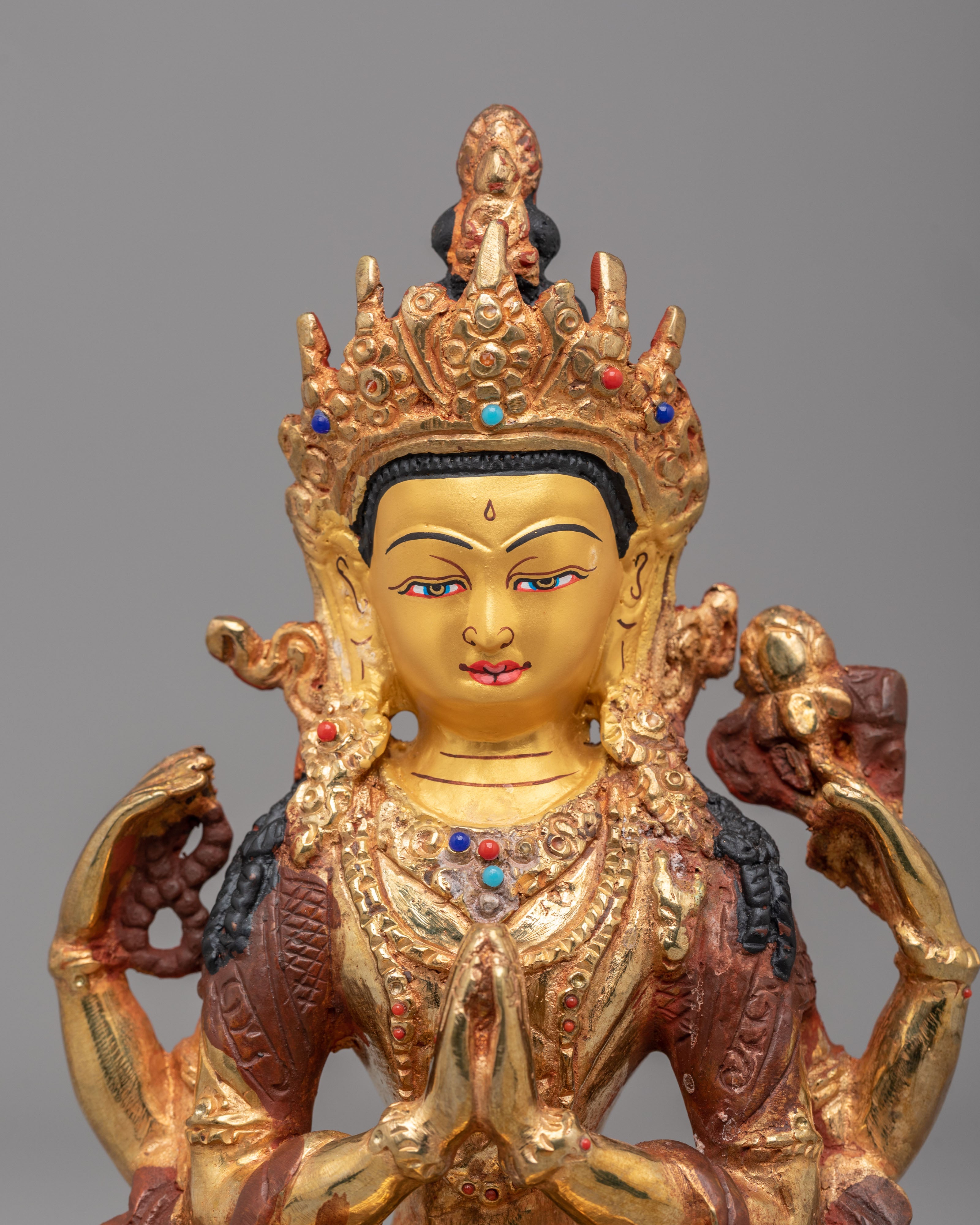 Buddhist Chenrezig Statue | Handcrafted Copper Statue for Meditation