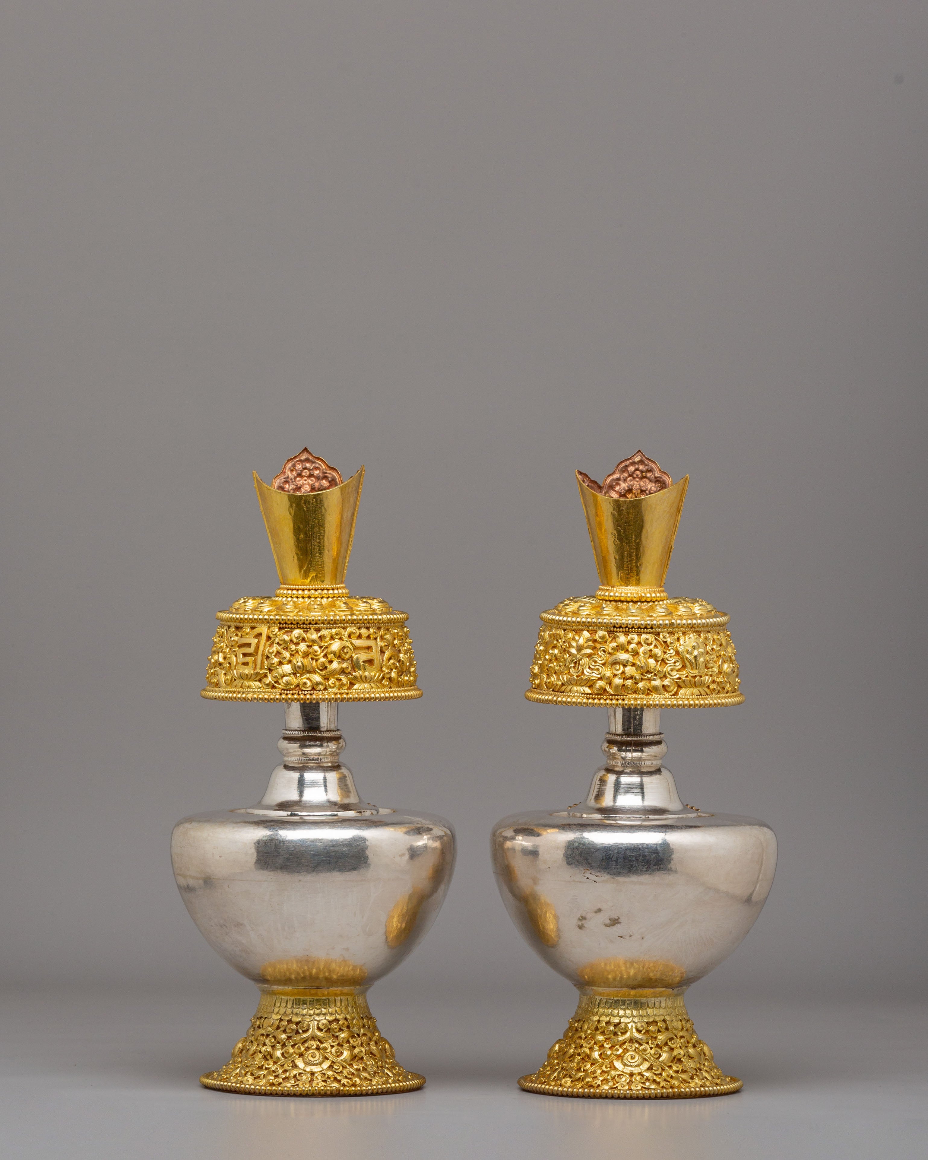 Himalayan Altar Bhumba Set | Handcrafted Copper Ritual Vessels