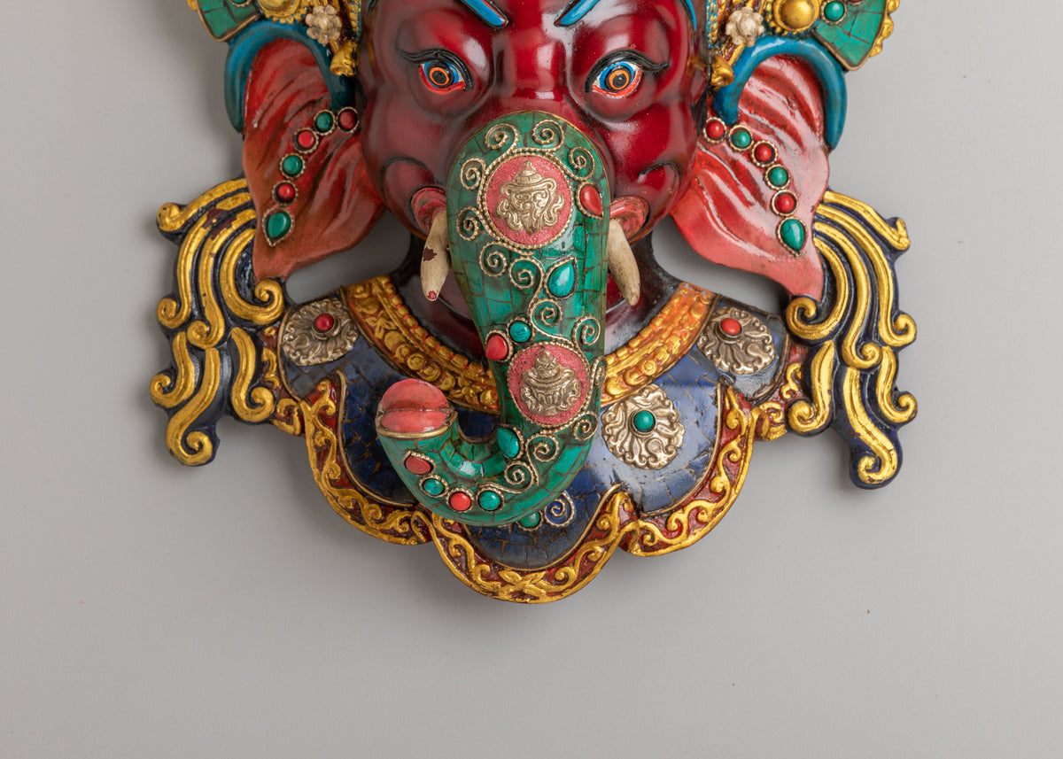 Traditional Sacred Ganesha Wall Hanging | Handcrafted Spiritual Artwork