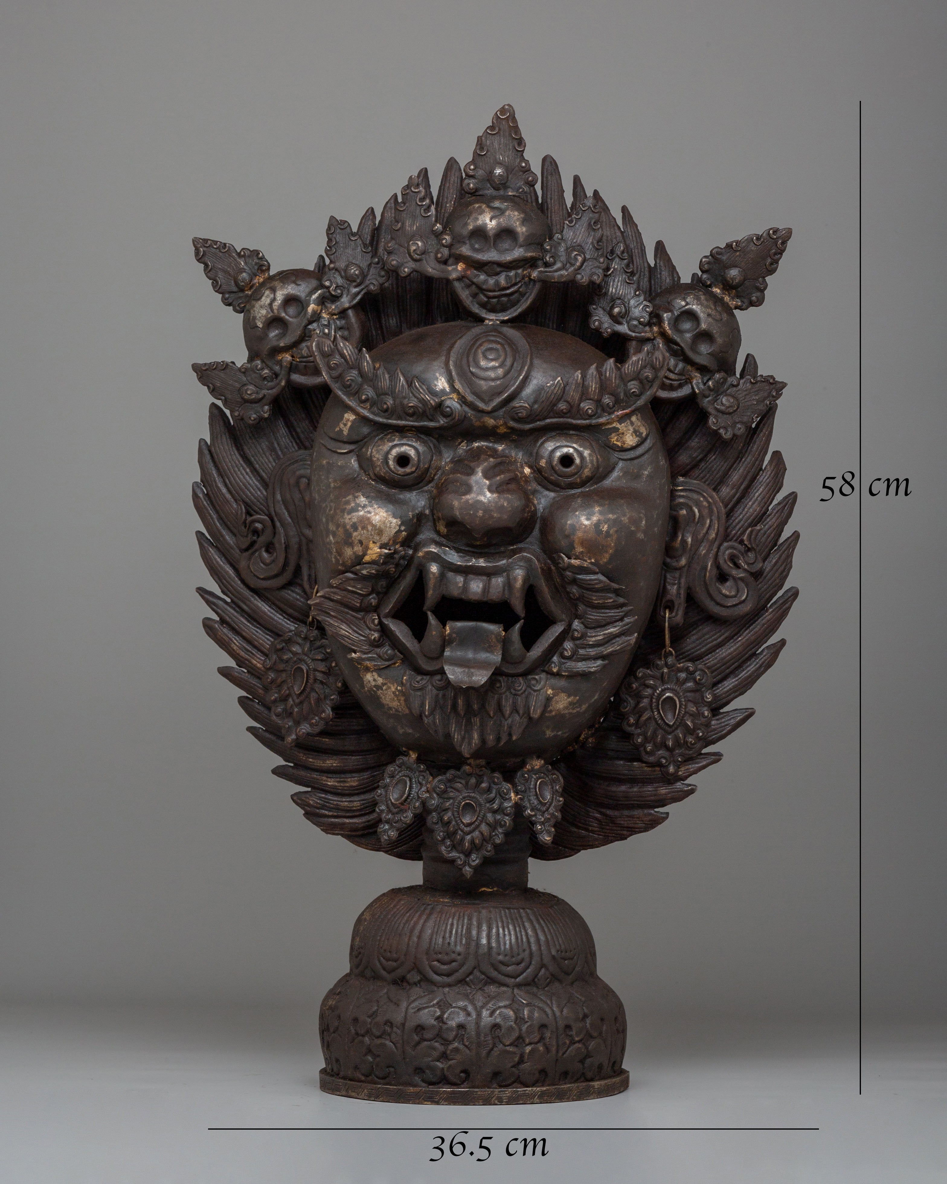 Traditional Bhairava Face Sculpture | Tibetan Wrathful Deity Altar Decor