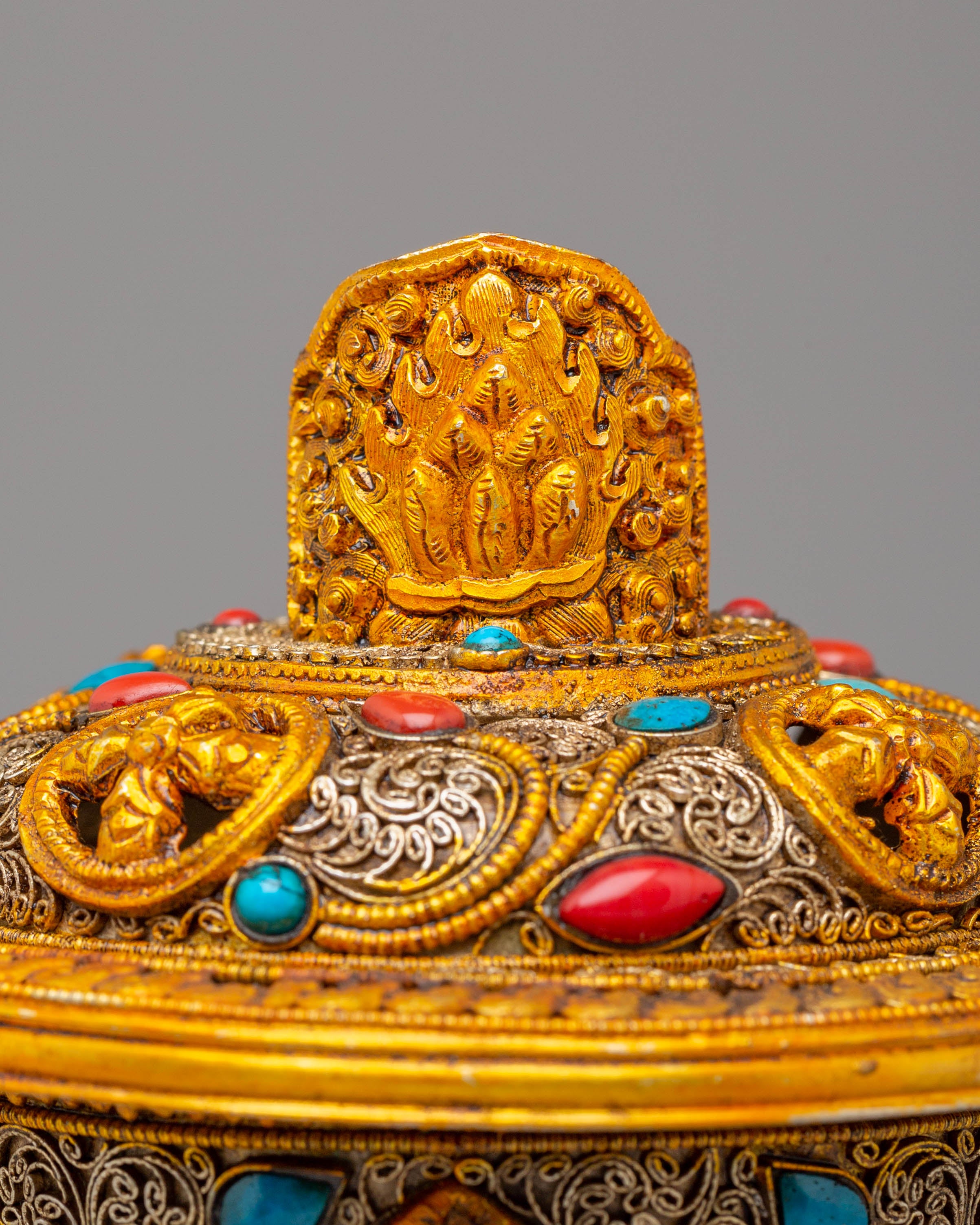 Electro Gold Plated Butter Lamp Set for Ritual Use | Tibetan Altar Decor