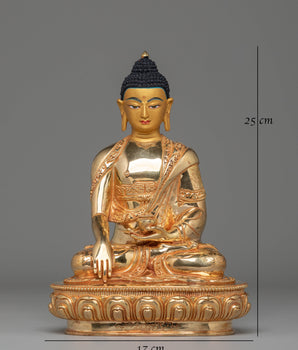 Shakyamuni Buddha Copper Statue for Decor | 24K Gold Plated Tibetan Art