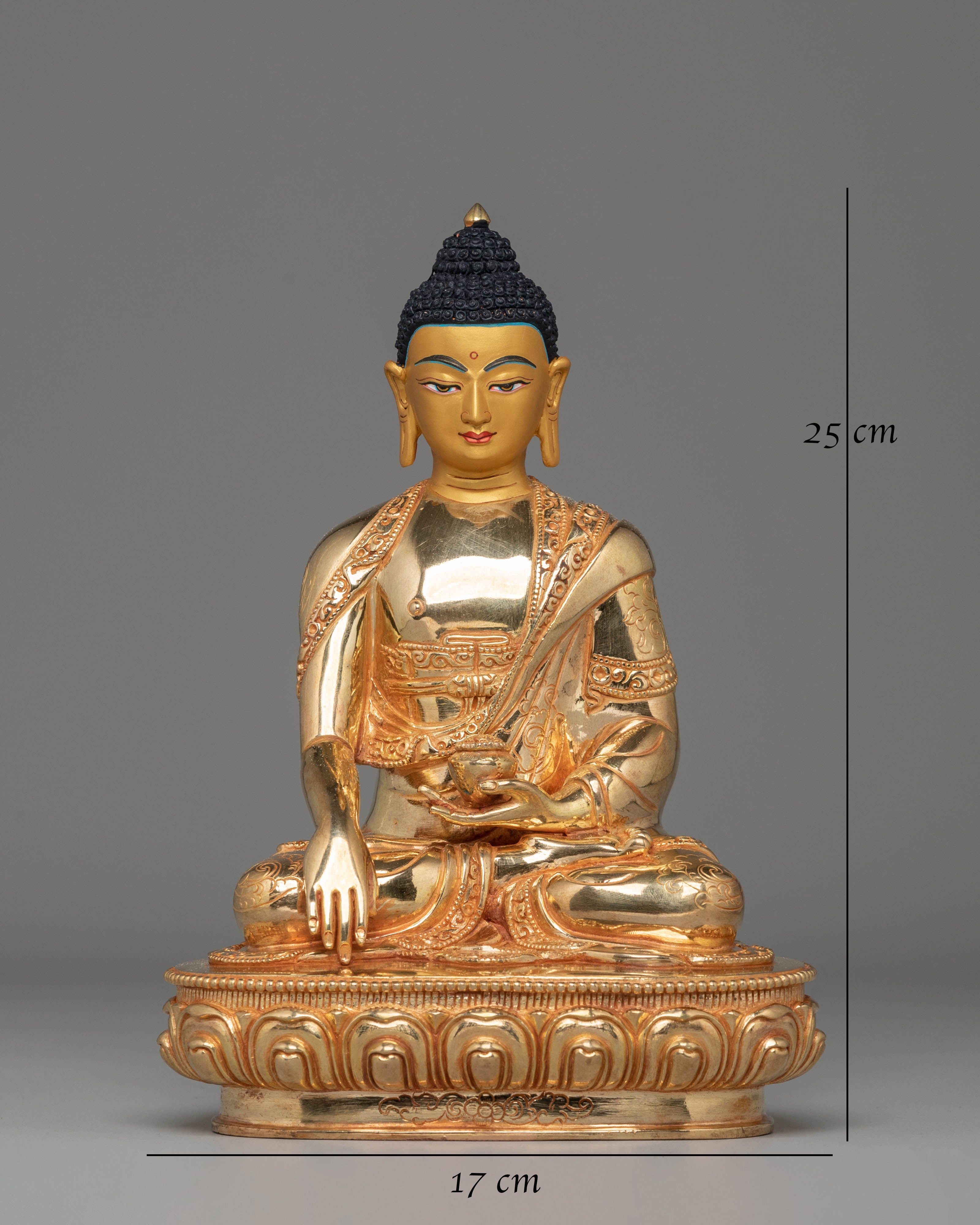 Shakyamuni Buddha Copper Statue for Decor | 24K Gold Plated Tibetan Art
