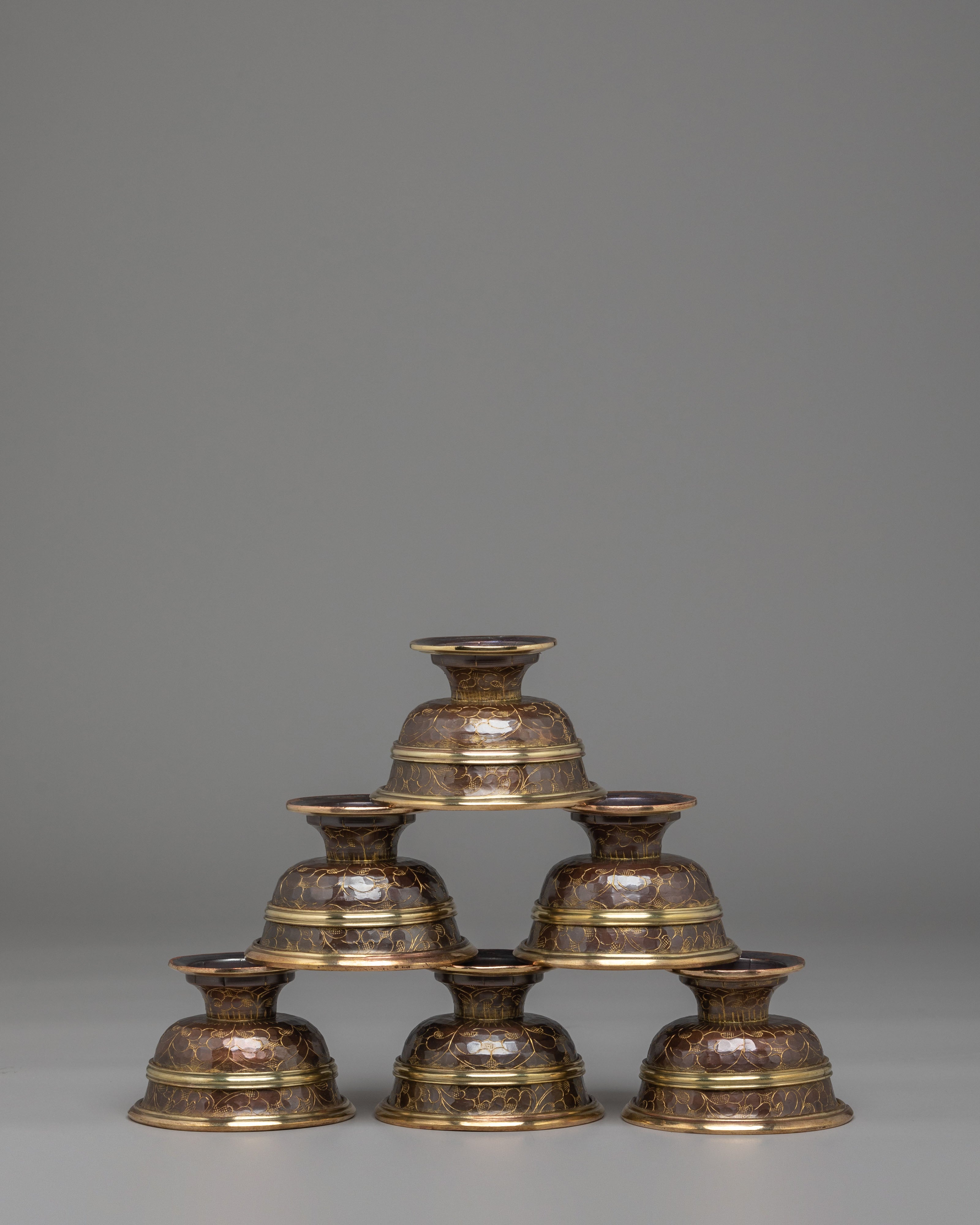 Traditional Offering Bowls Set | Oxidized Copper Ritual Bowls