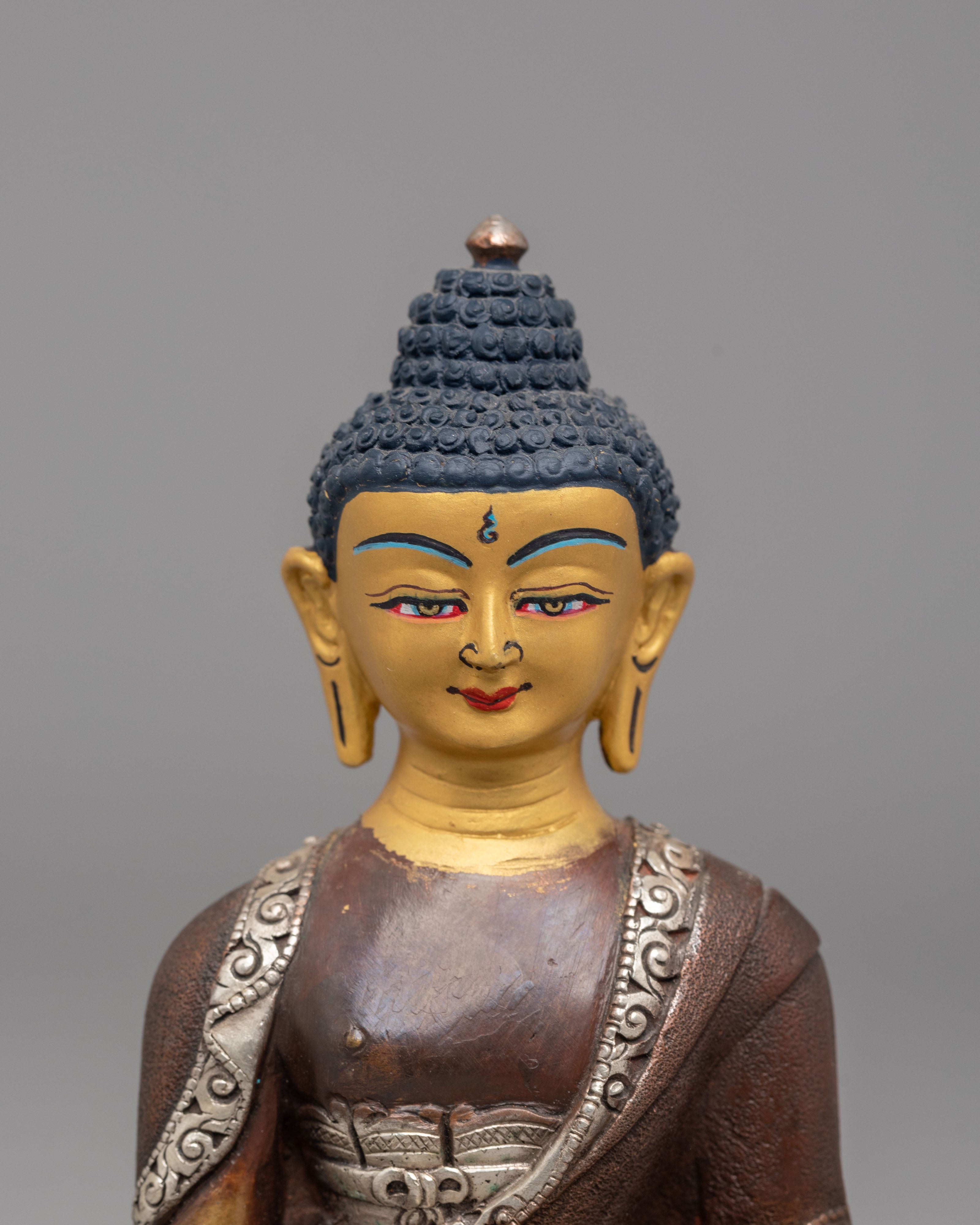 Handcrafted Tibetan Medicine Buddha Sculpture | Copper Buddhist Statue