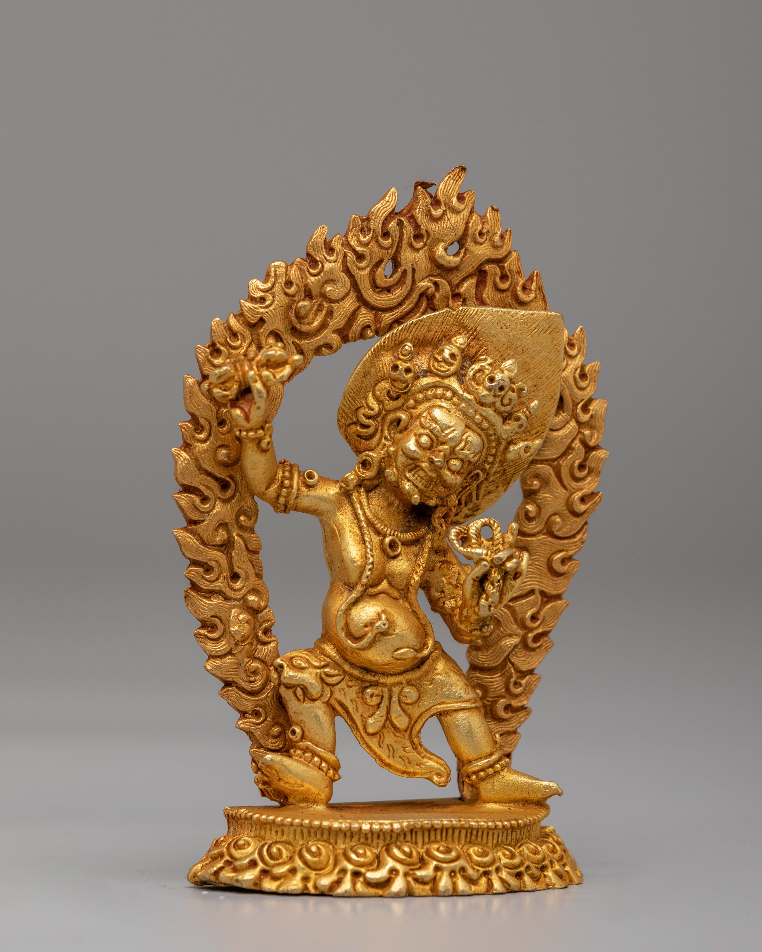 Handmade Vajrapani Statue | Gold Plated Copper Protector Deity