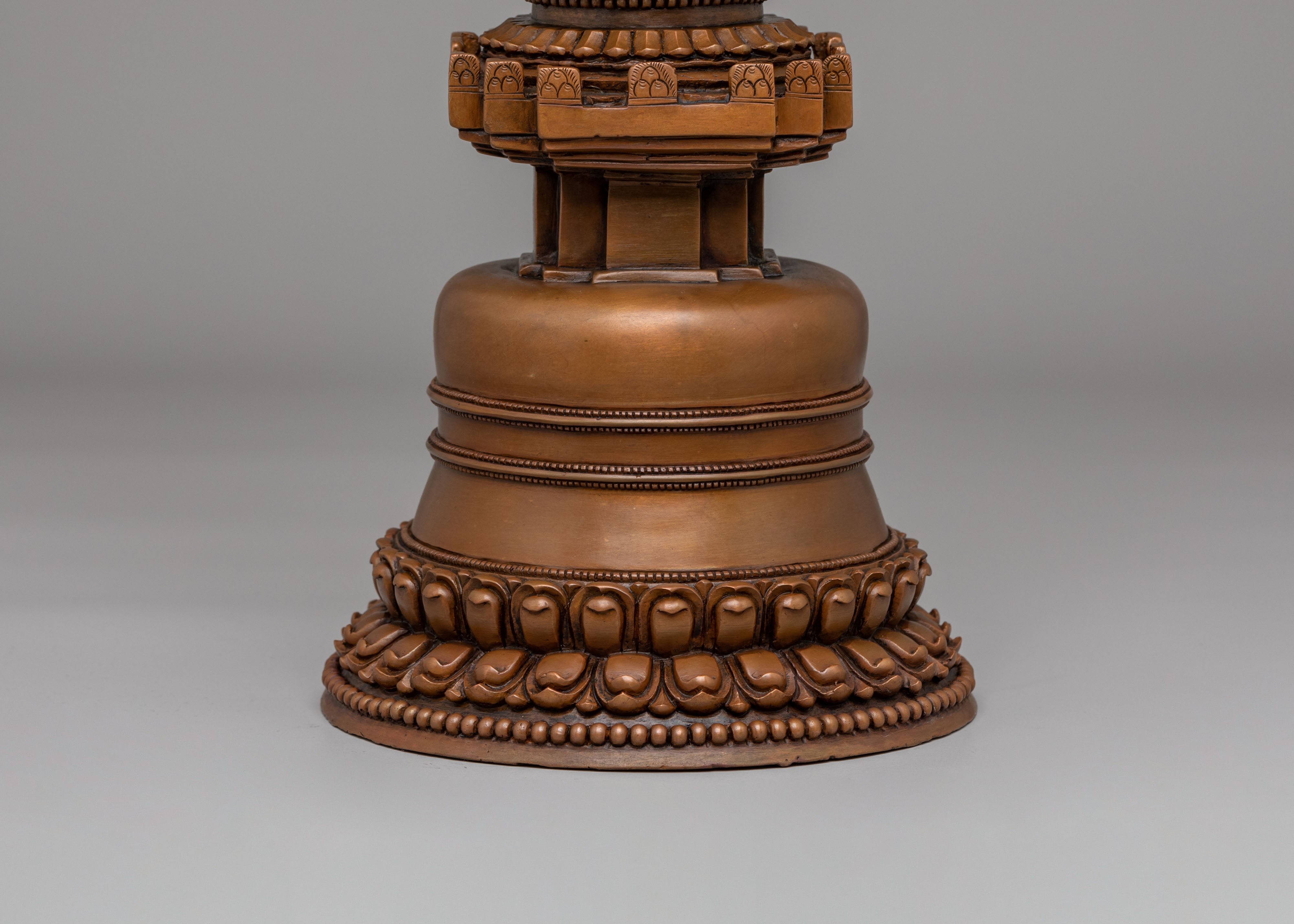 Traditional Altar Kadampa Stupa | Handcrafted Copper Sacred Statue