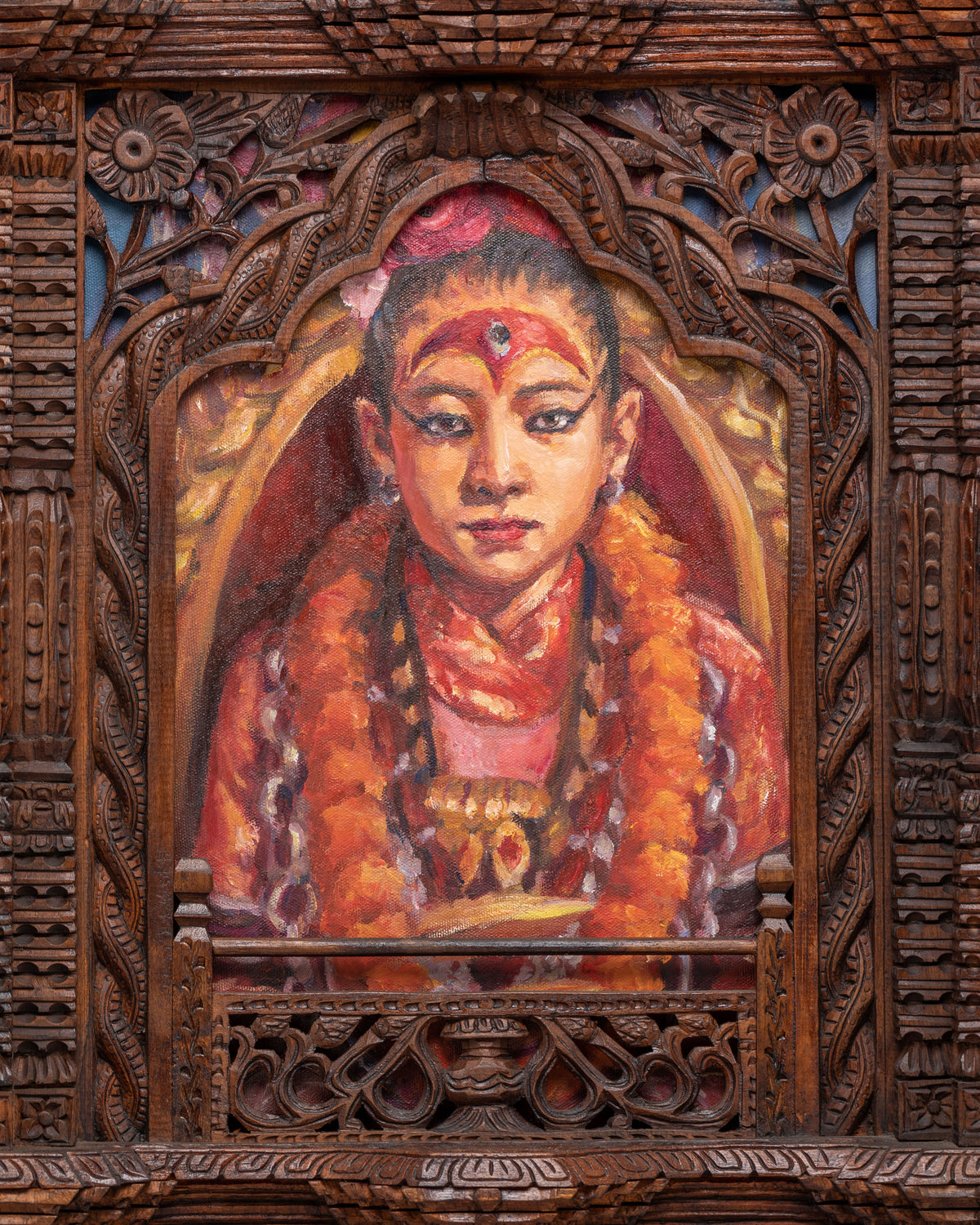 Kumari Photo Frame Wall Hanging | Hand-Painted Nepalese Sacred Artwork