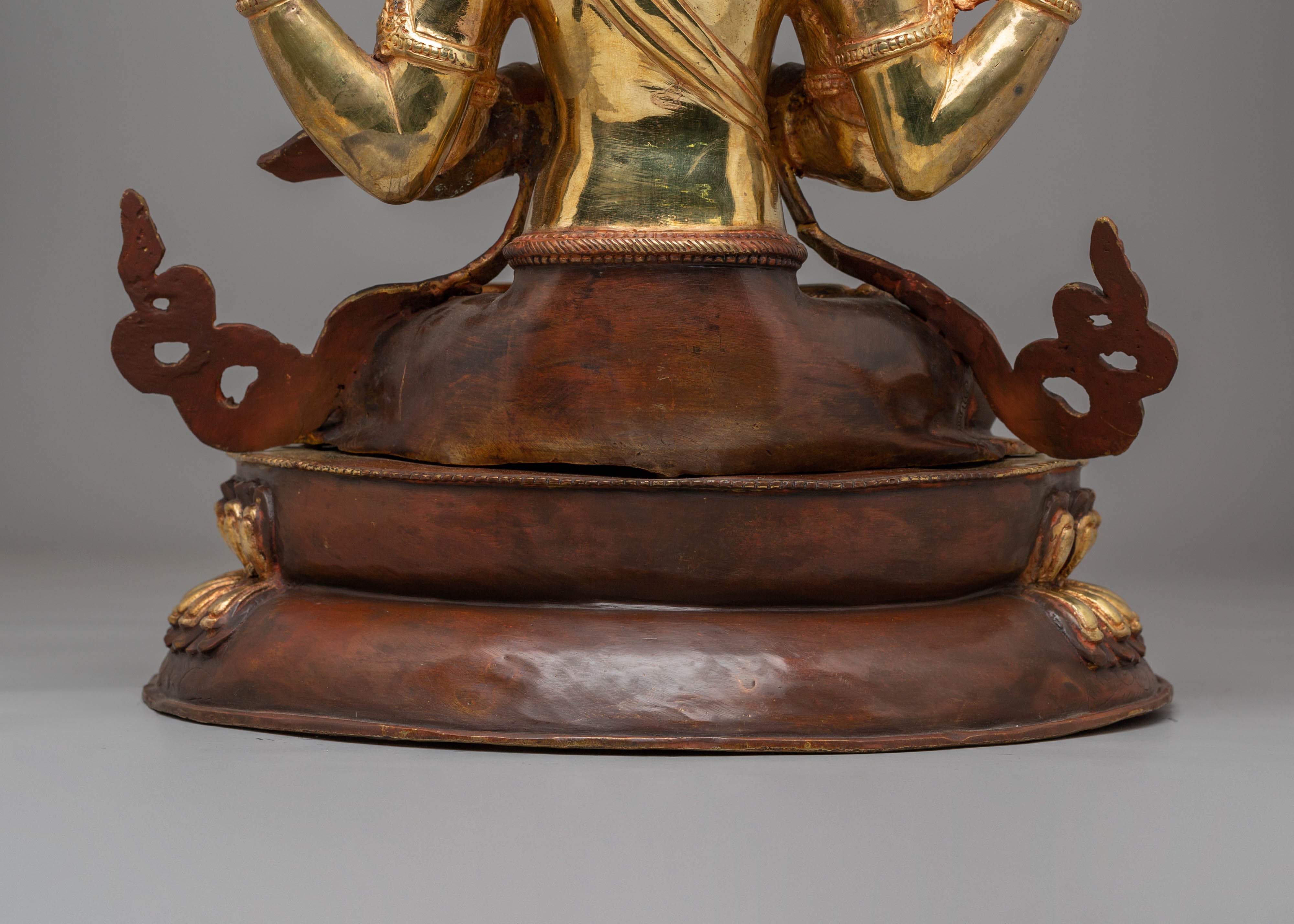 Chenrezig Meditation Statue | 24K Gold Gilded Avalokiteshvara Buddhist Sculpture