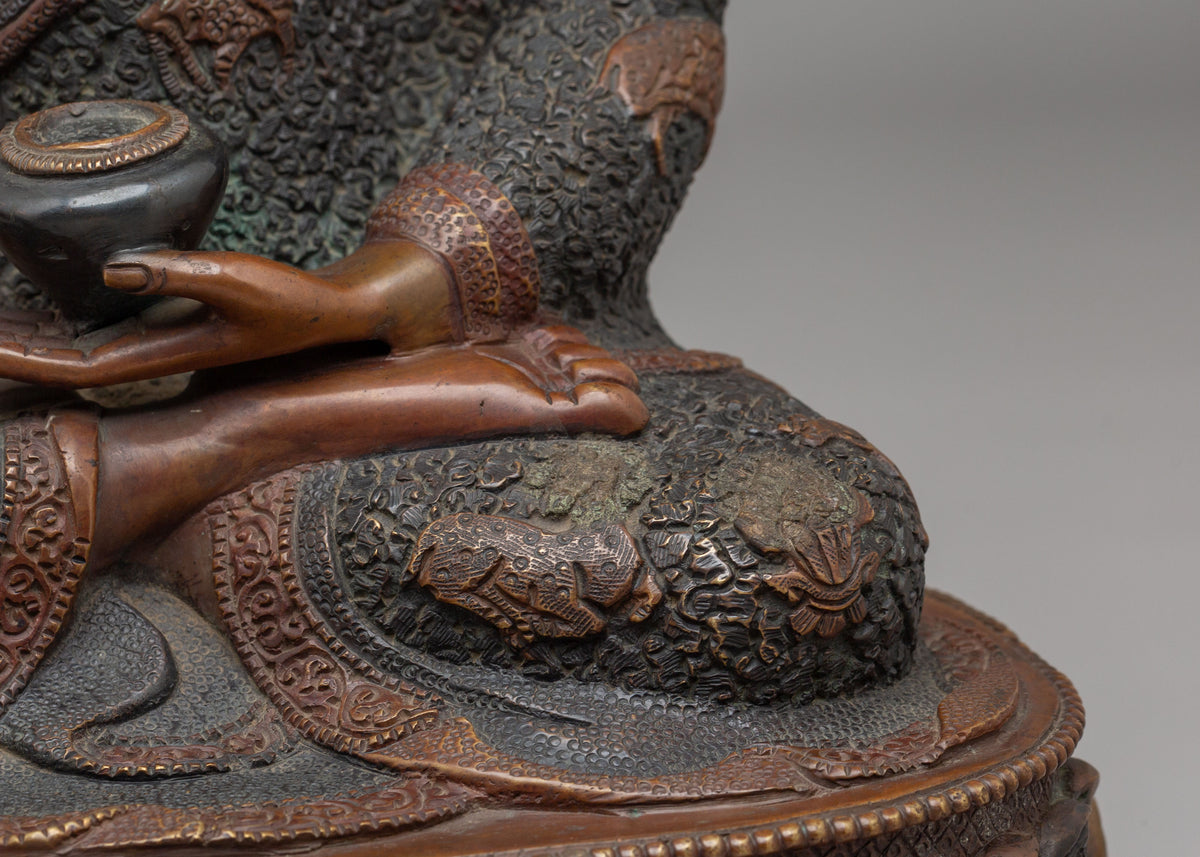 Namo Altar Shakyamuni Buddha Statue | Oxidized Copper Buddhist Sculpture