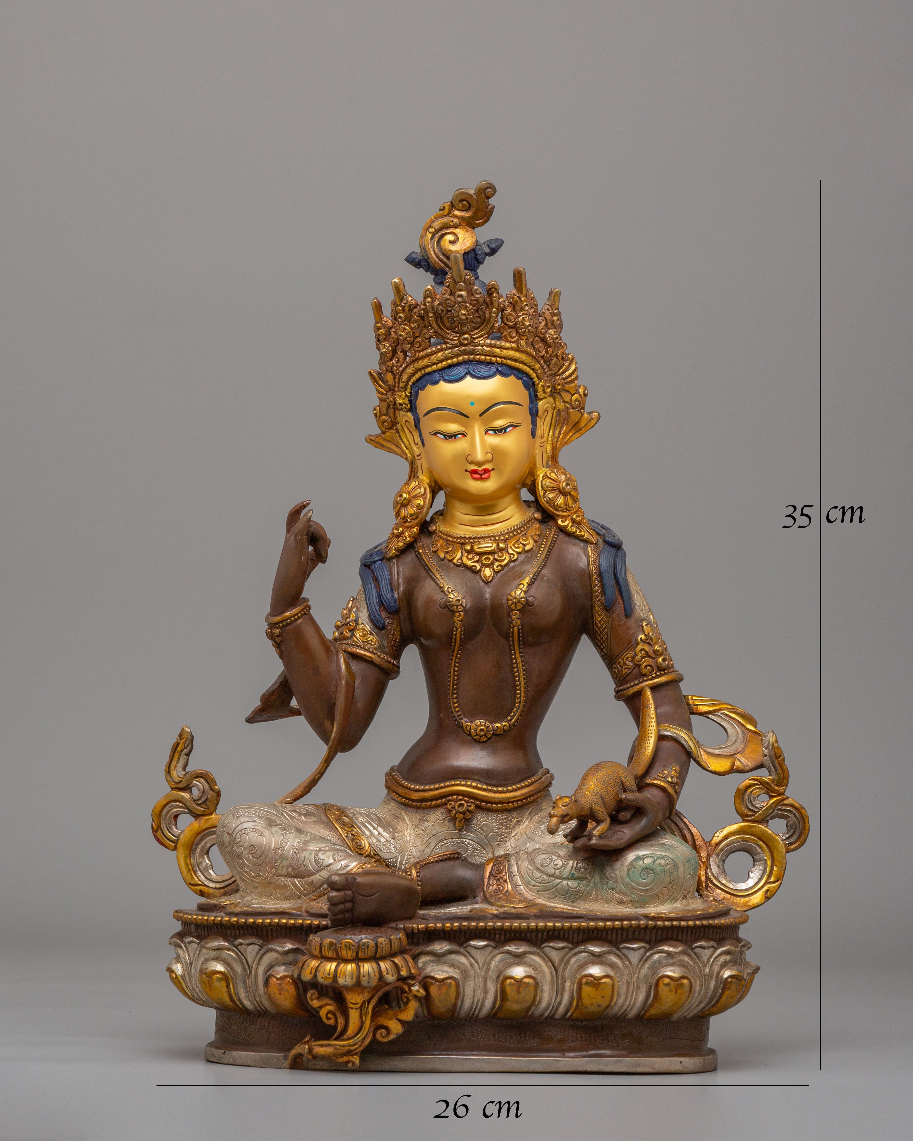 Red Manohara Vasudhara Statue | Traditional Himalayan Artwork