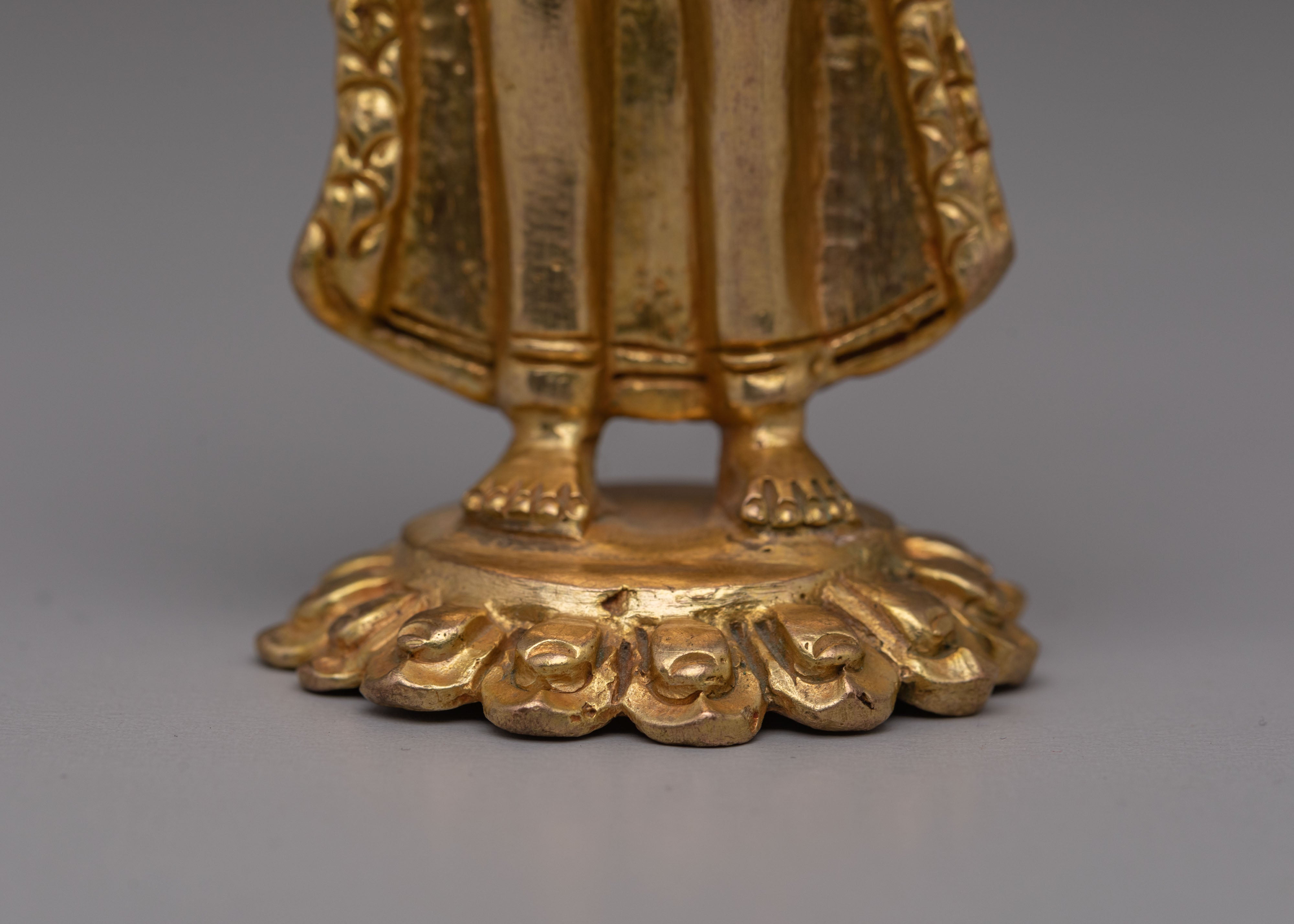 Handmade Dipankara Buddha Copper Statue Set | Divine Compassion