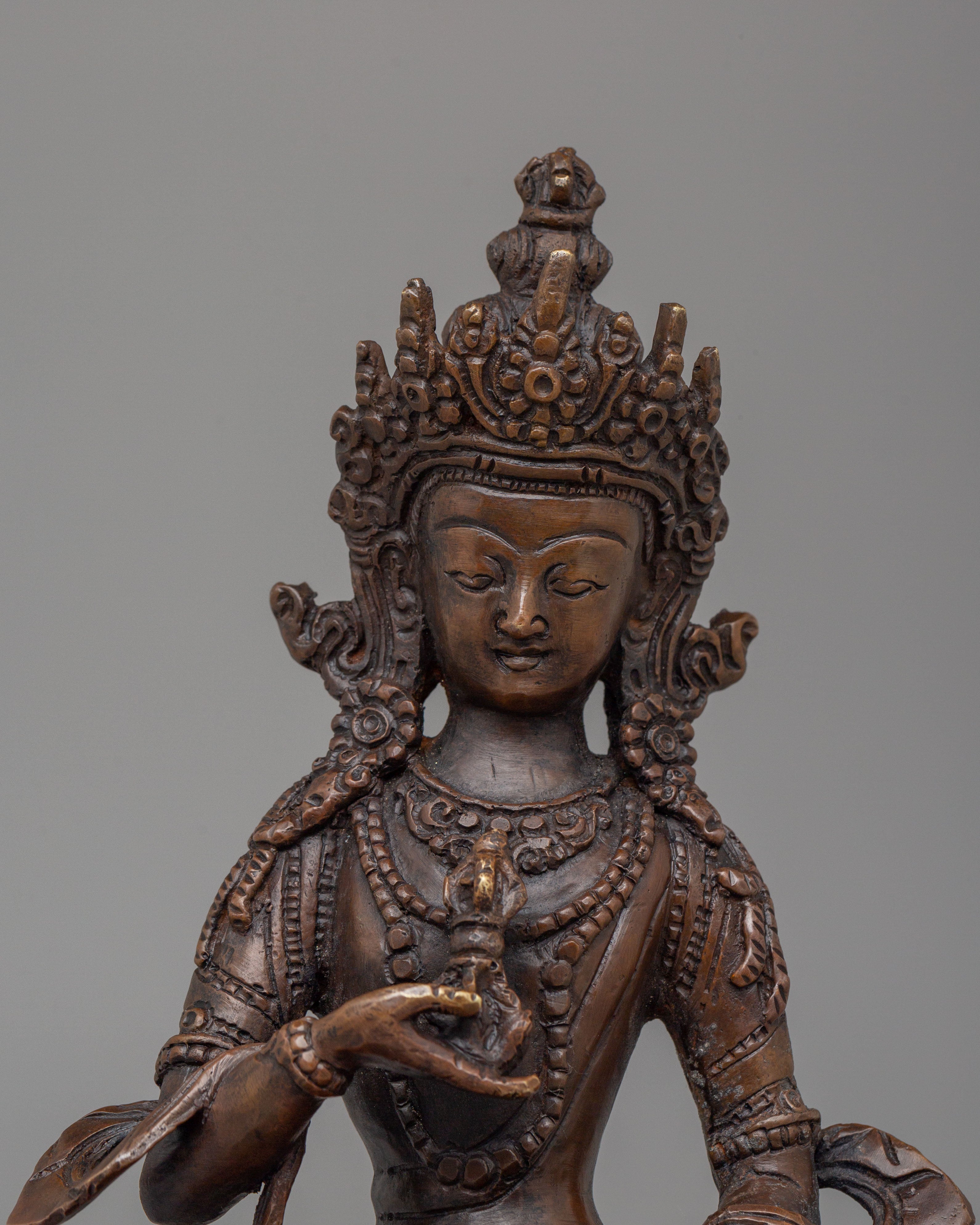 Sacred Himalayan Vajrasattva Statue | Oxidized Copper Figurine for Spiritual Meditation