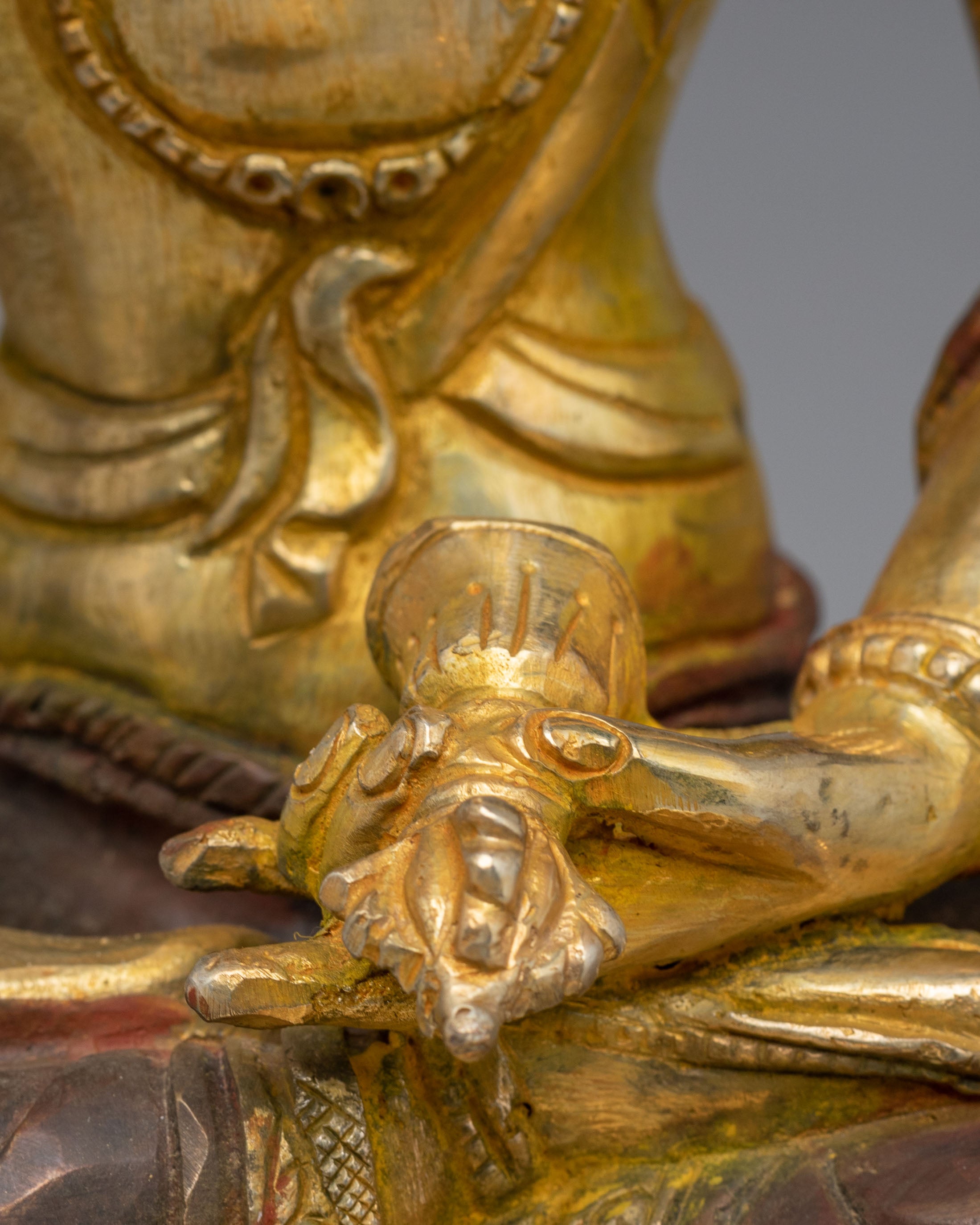 Sacred Vajrasattva Deity Sculpture | 24K Gold Plated Vajrasattva