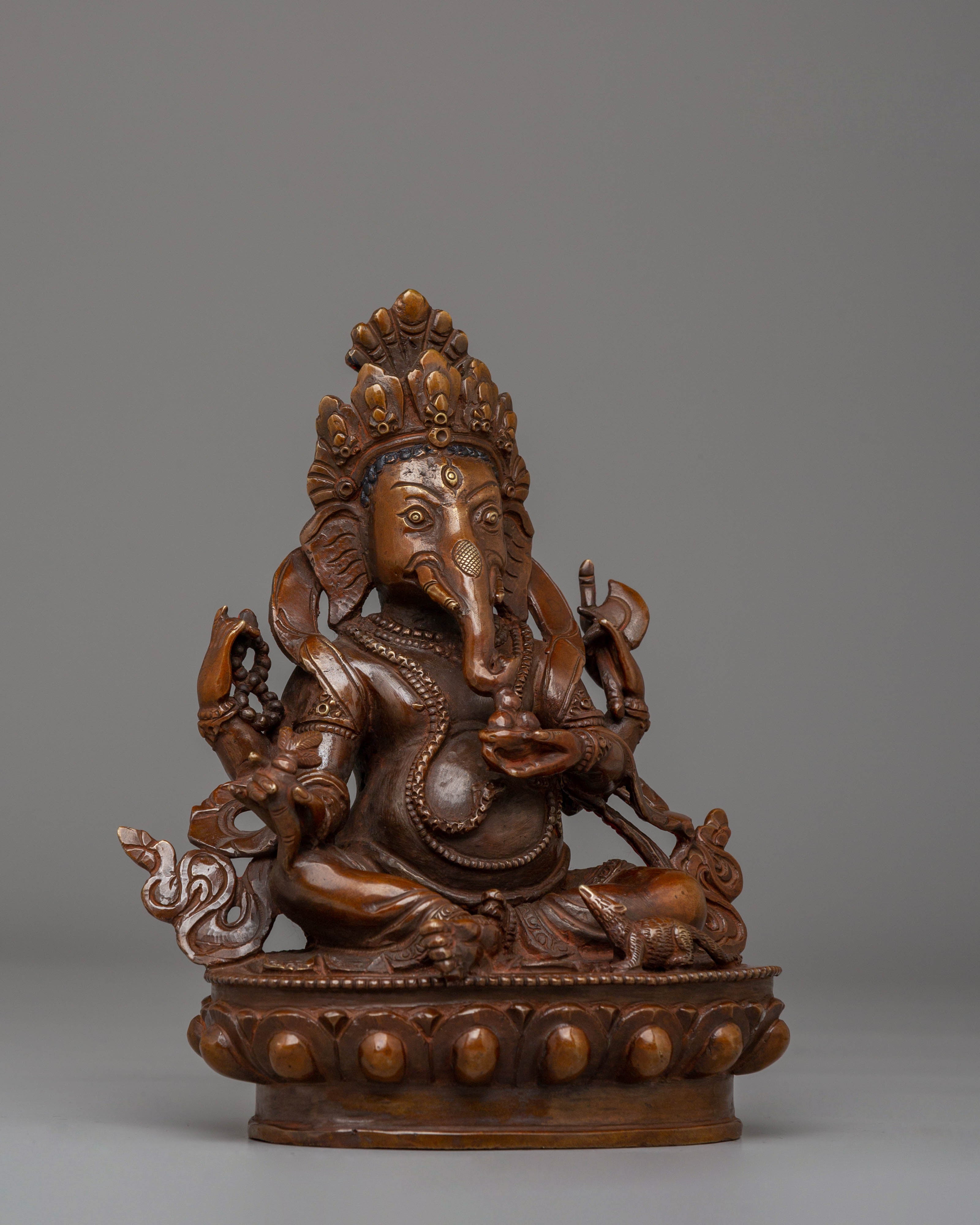 Statue of Hindu Lord Ganesha | Sacred Copper & Acrylic Ganesha Sculpture