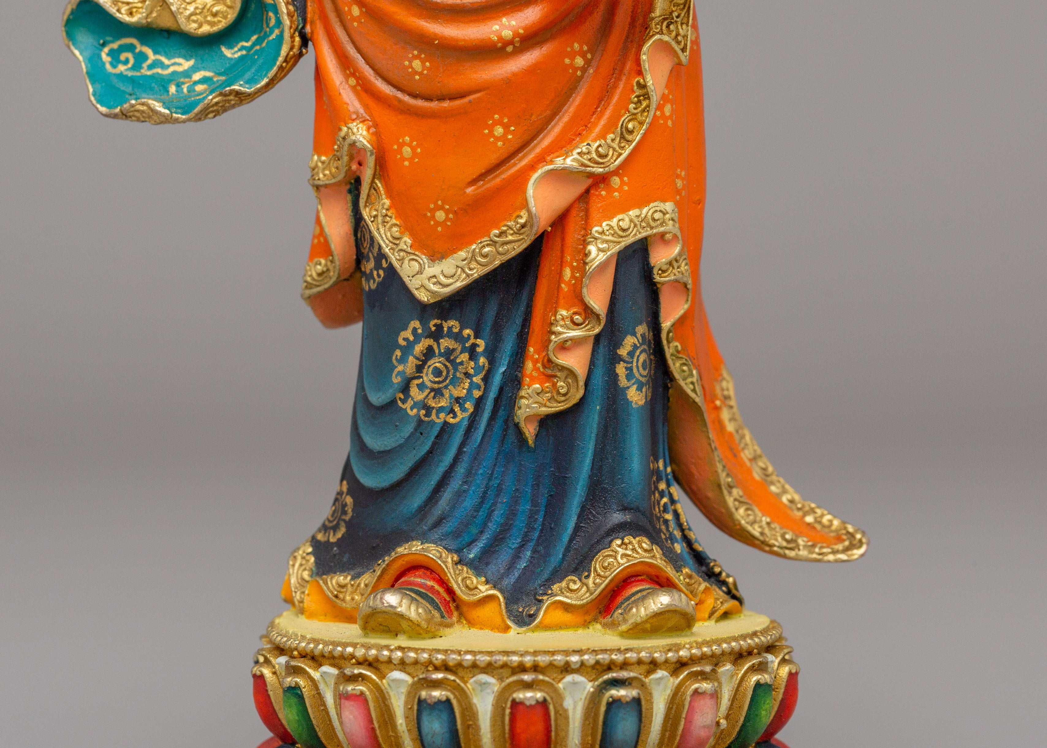 Tibetan Standing Guru Rinpoche Statue | Handcrafted Copper Figure for Altar