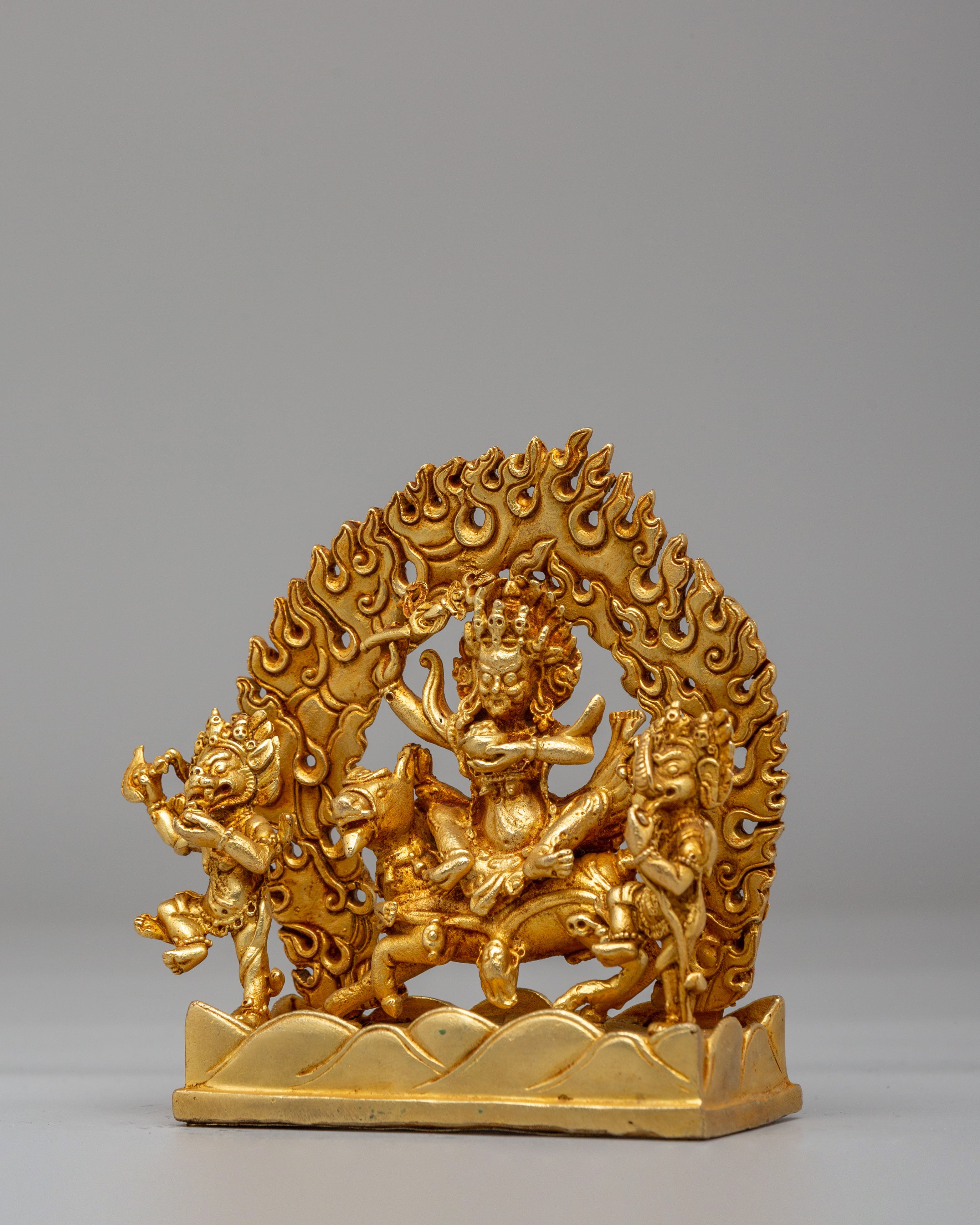 Tibetan Palden Lhamo Statue | Handcrafted Gold Plated Copper Art