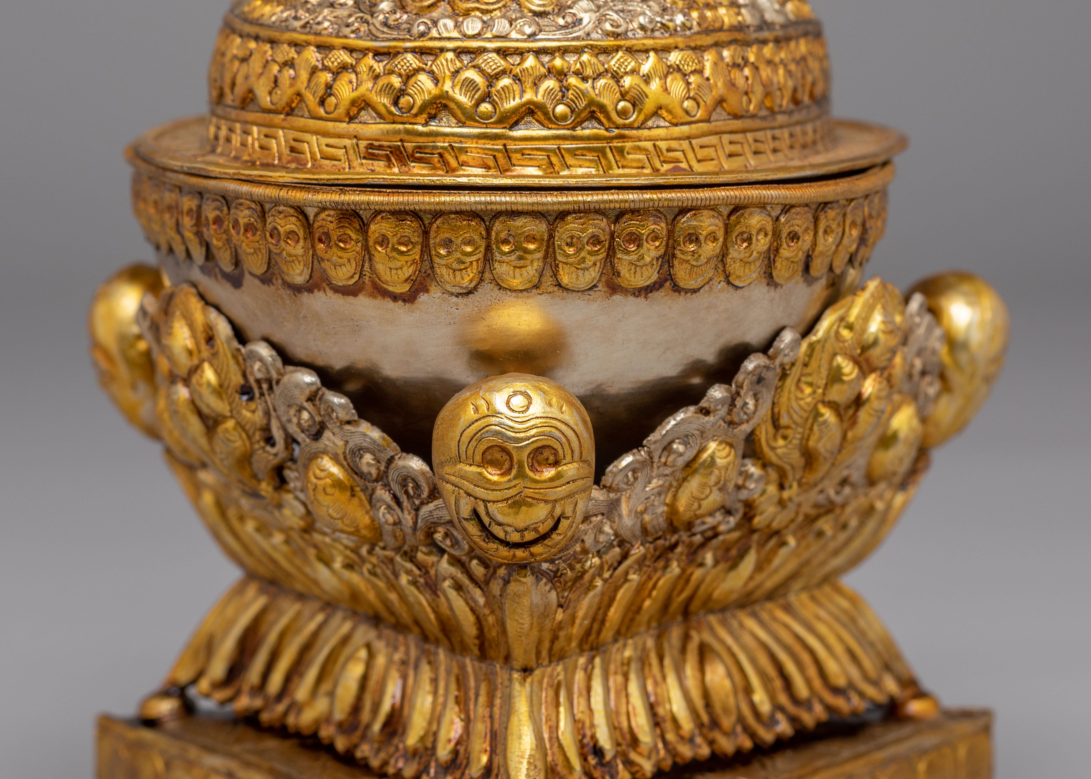 Spiritual Offering Kapala | Gold Plated Copper Tibetan Ritual Vessel
