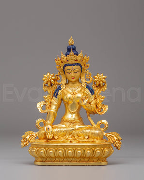 Handmade White Tara Statue | Tibetan Goddess of Compassion and Long Life