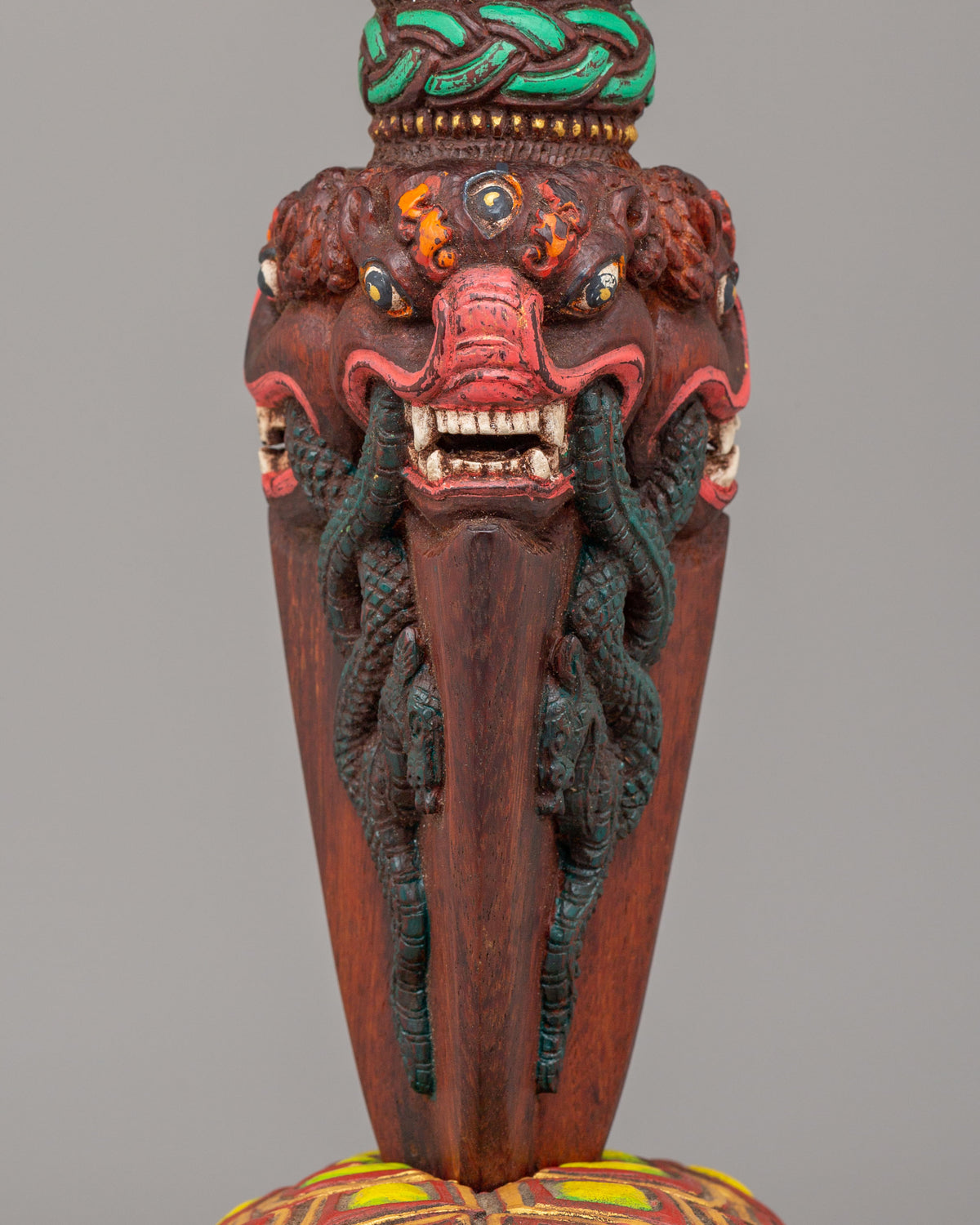 Hand-Carved Phurba with Tortoise Base | Traditional Vajrayana Ritual Dagger