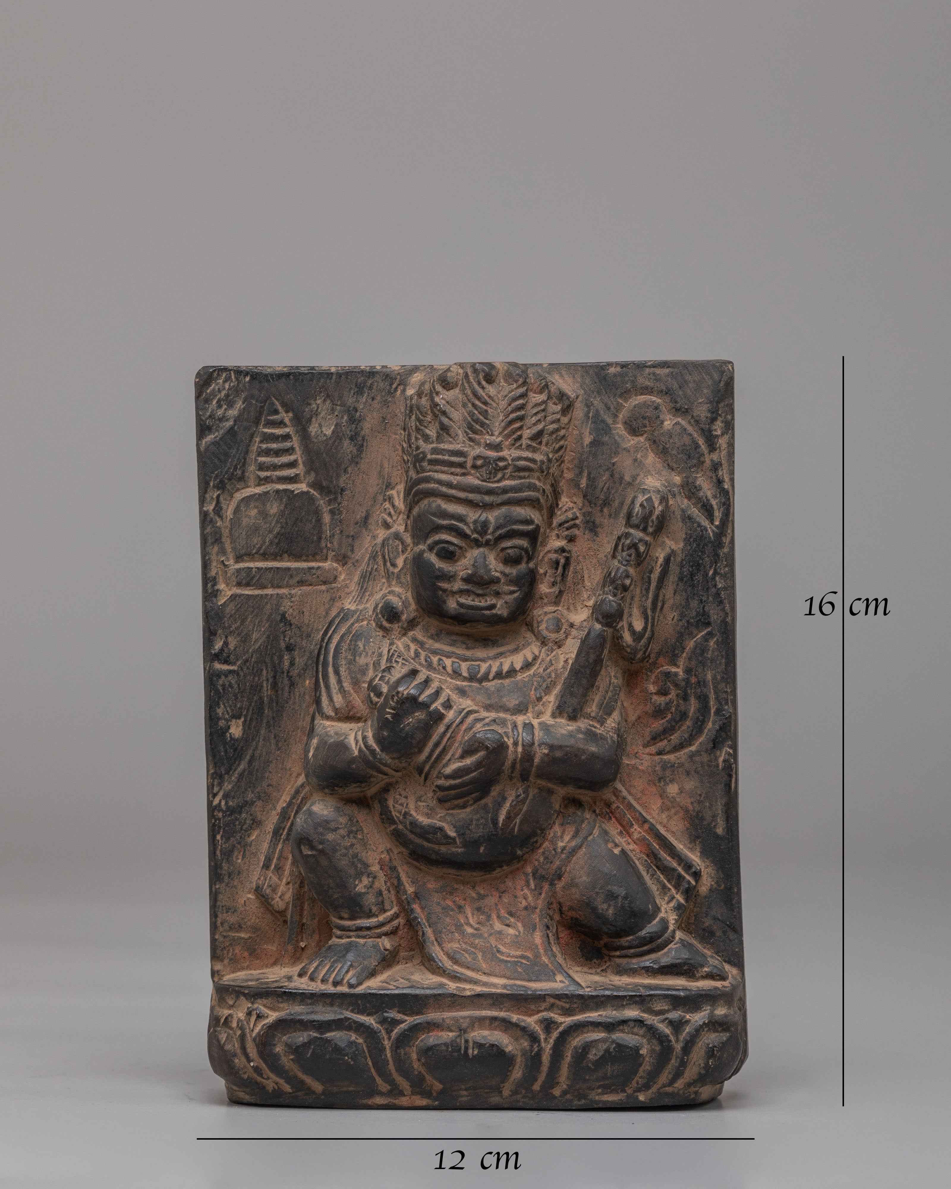 Vajrayana Mahakala Altar Statue | Handcarved Stone Mahakala Art