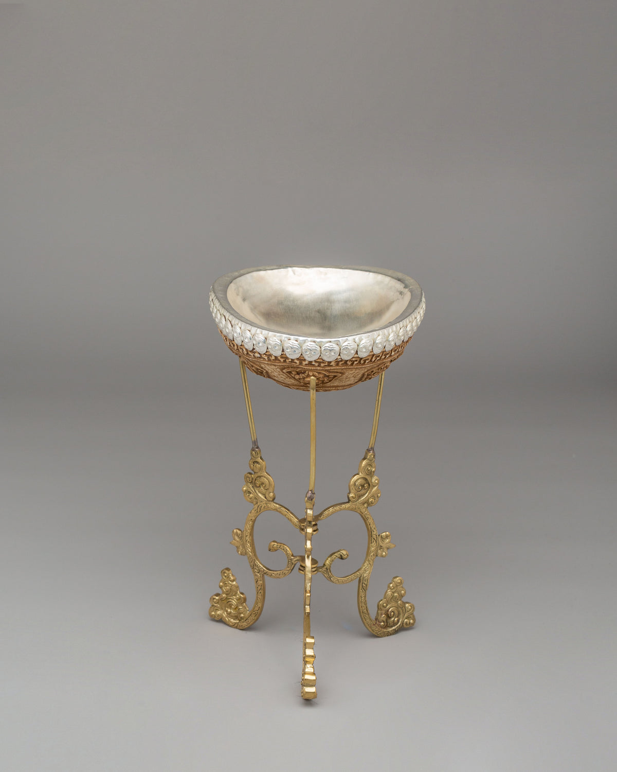 Buddhist Skull Cup with Stand | Kapala Ritual Tool for Spiritual Ceremonies