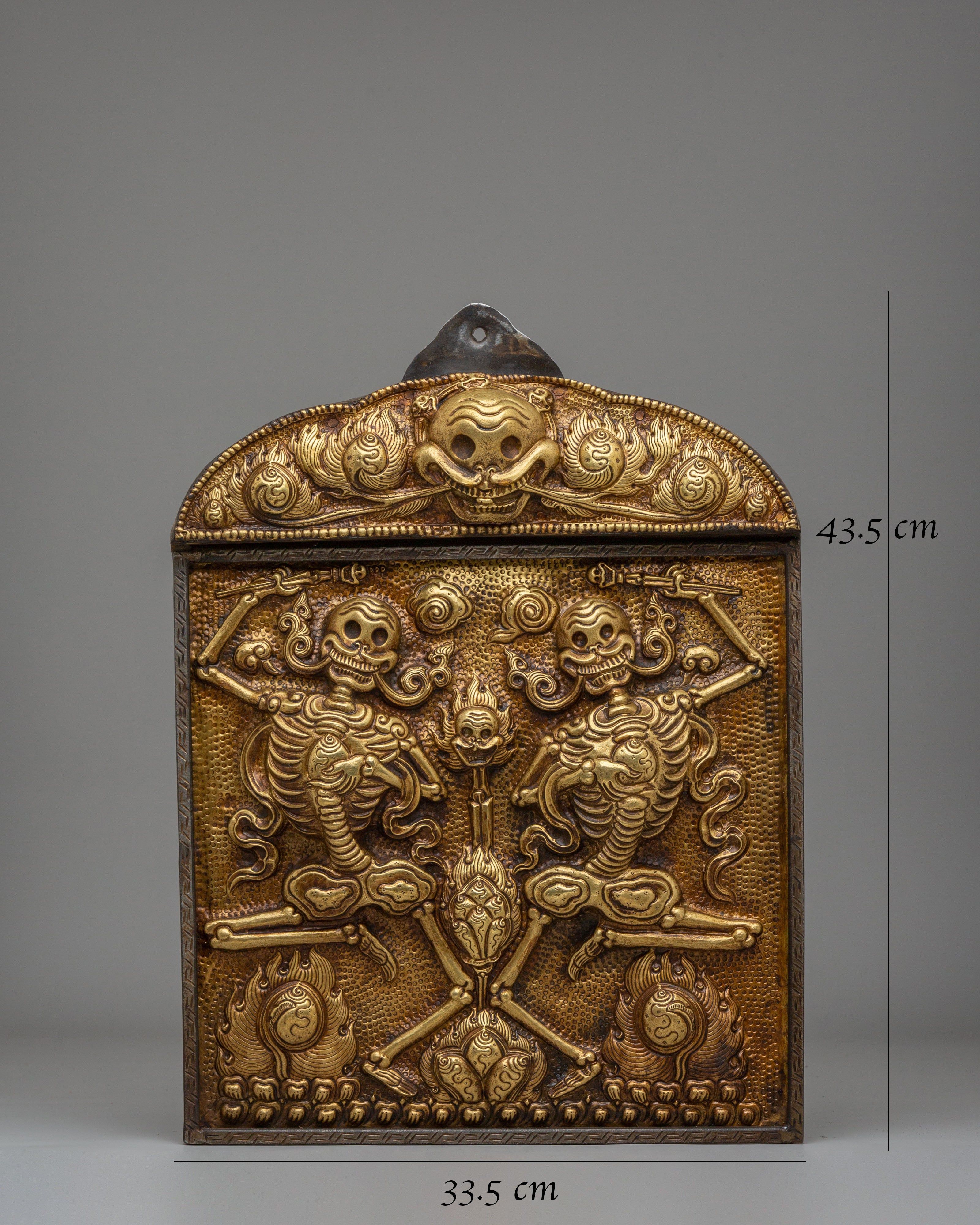 Buddhist Citipati Wall Hanging | Handcrafted Tibetan Skull Deity Art