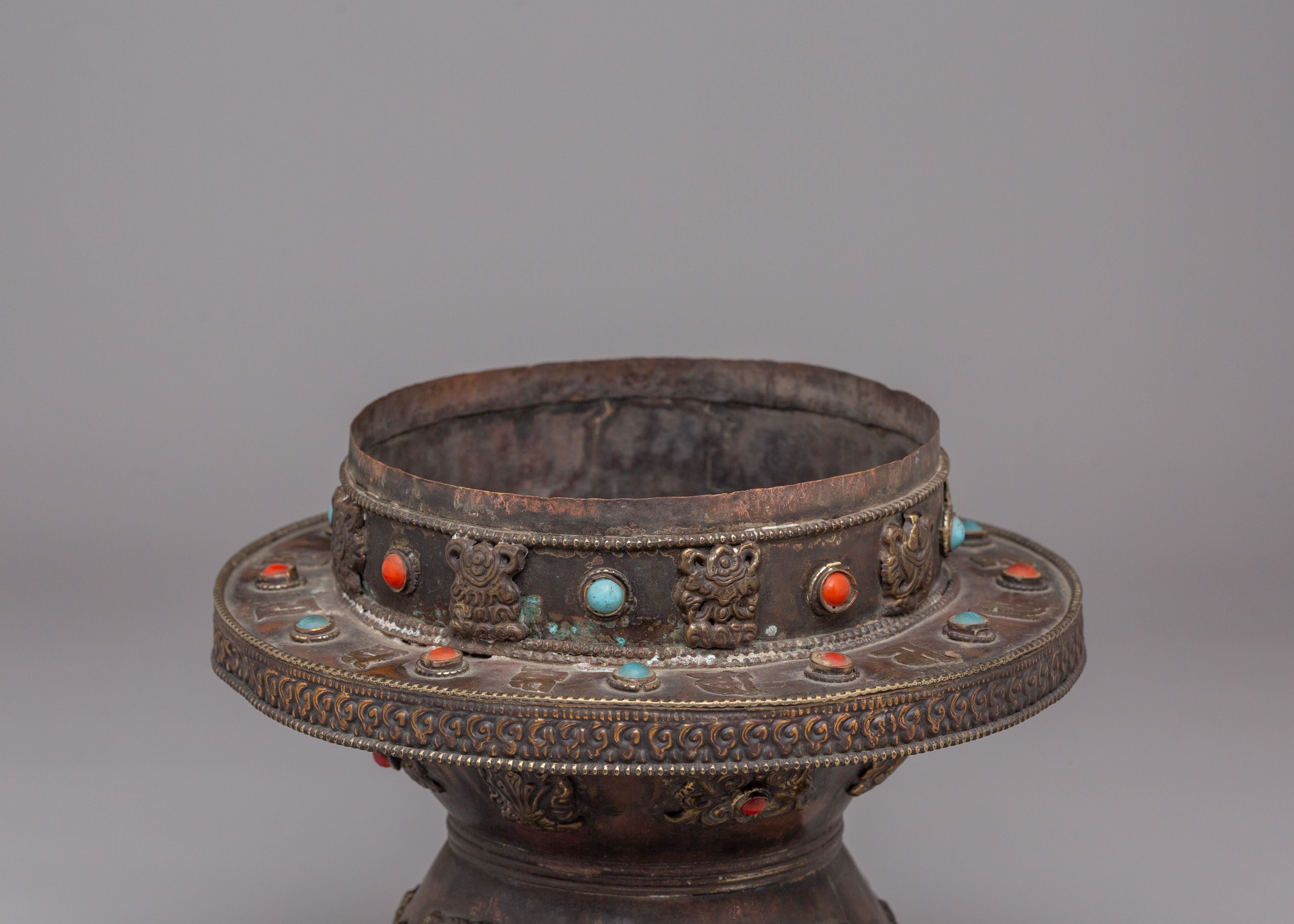 Incense Holder For Ritual | Copper Body With Gemstones