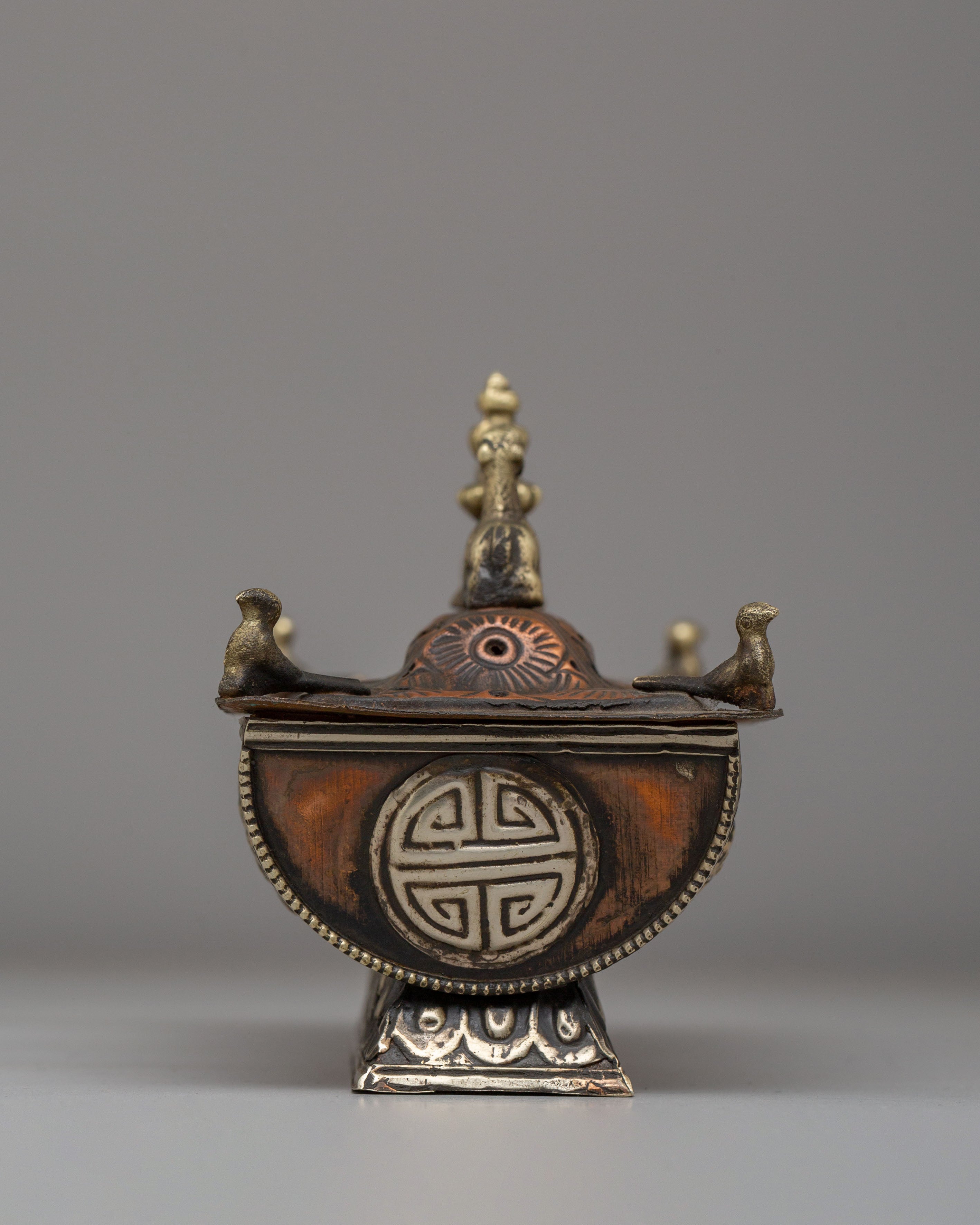 Handmade Buddhist Incense Burner | Copper Body with Electro Gold Plating