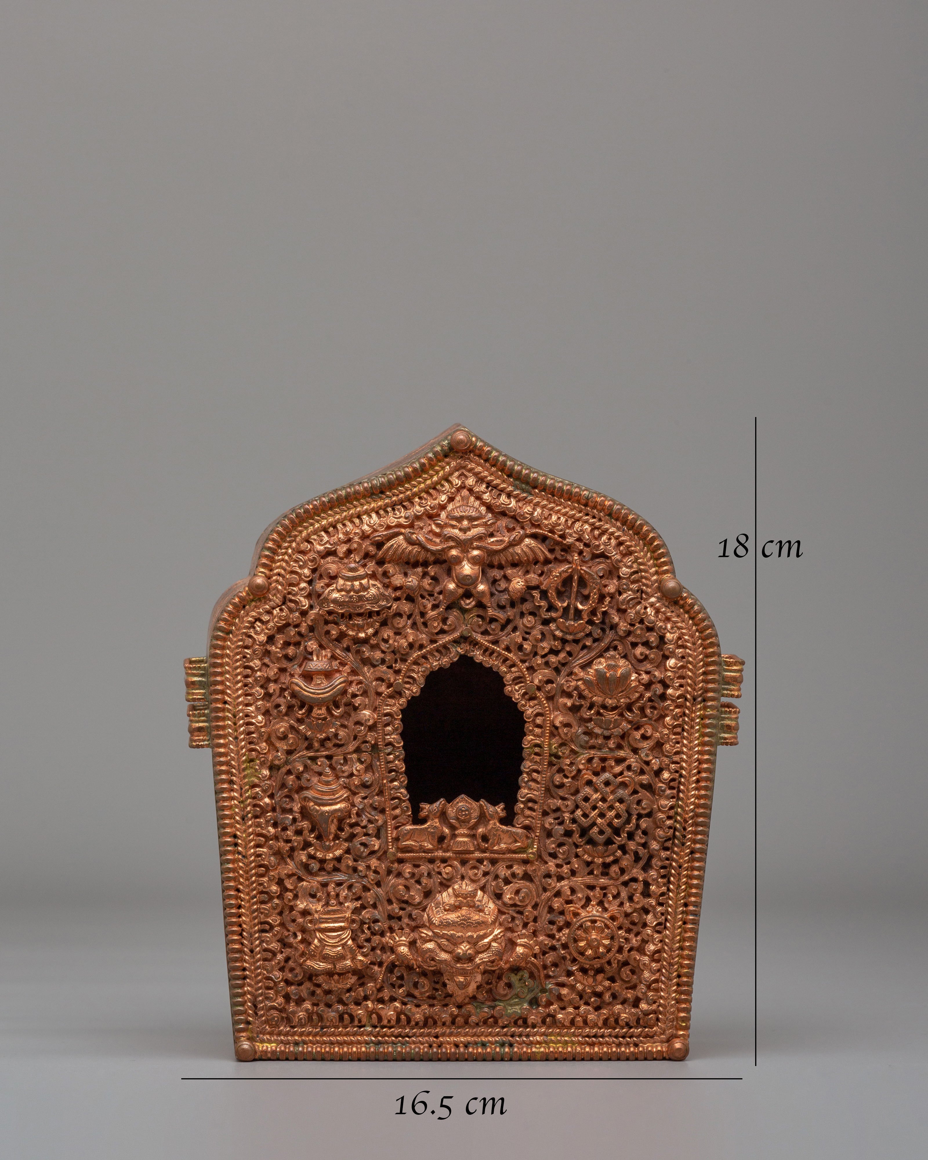 Handcrafted Himalayan Ghau Box | Copper Buddhist Ritual Shrine
