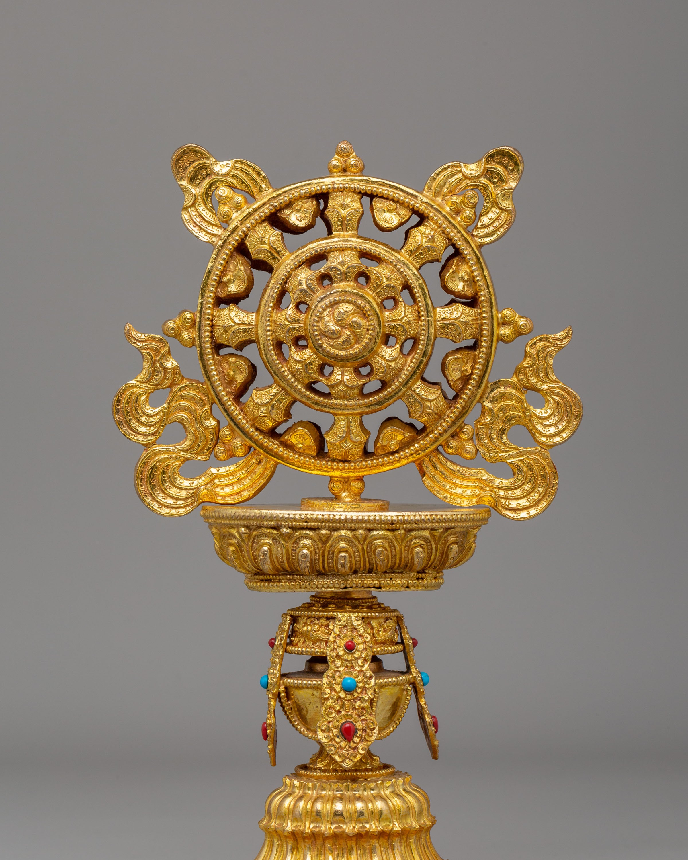 Sacred Dharma Wheel Sculpture | Symbol of Enlightenment
