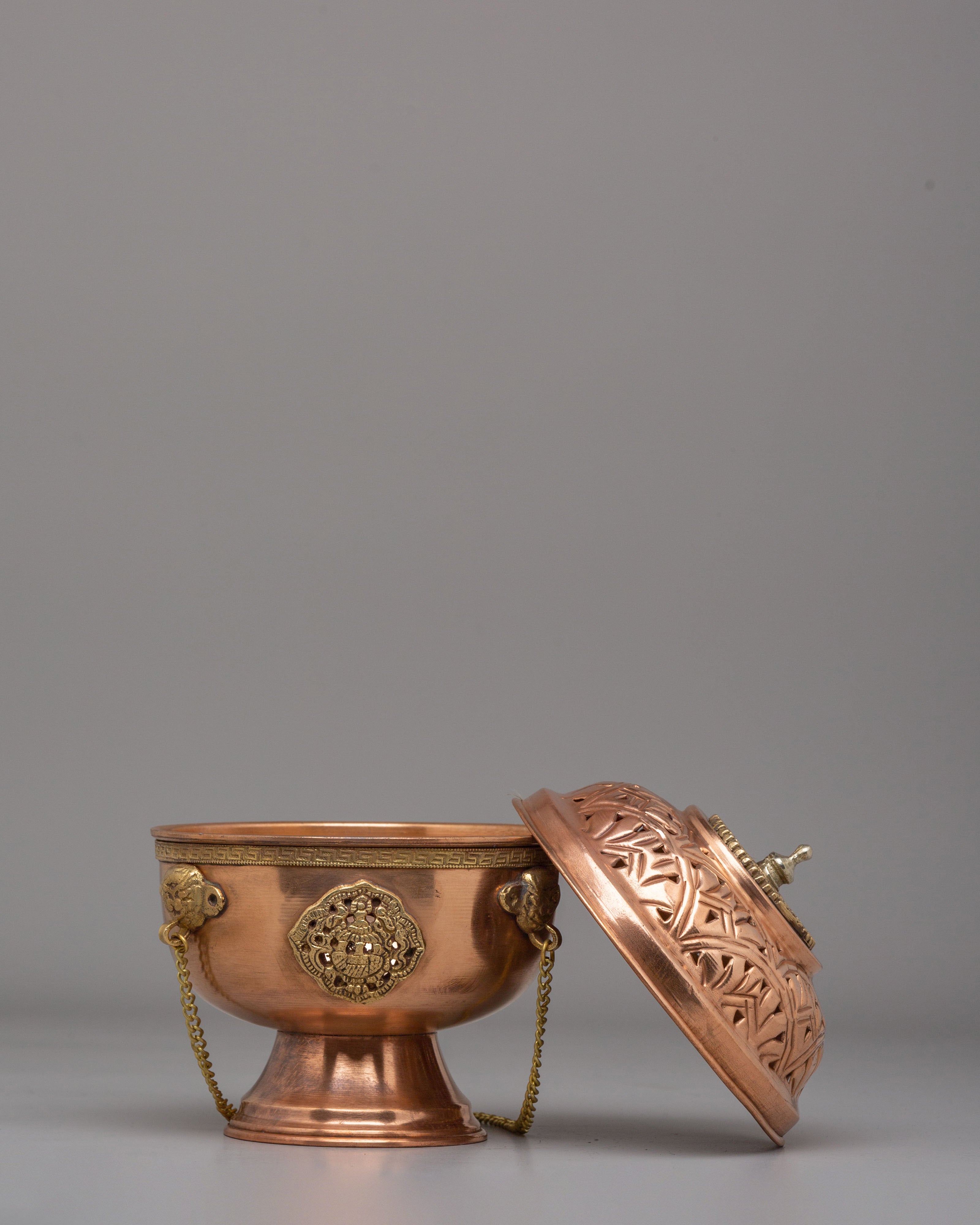 Tibetan Altar Incense Burner | Handcrafted Metal Ritual Offering Vessel