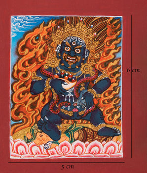 Black Dzambhala Thangka for Locket | A Symbol of Wealth and Protection