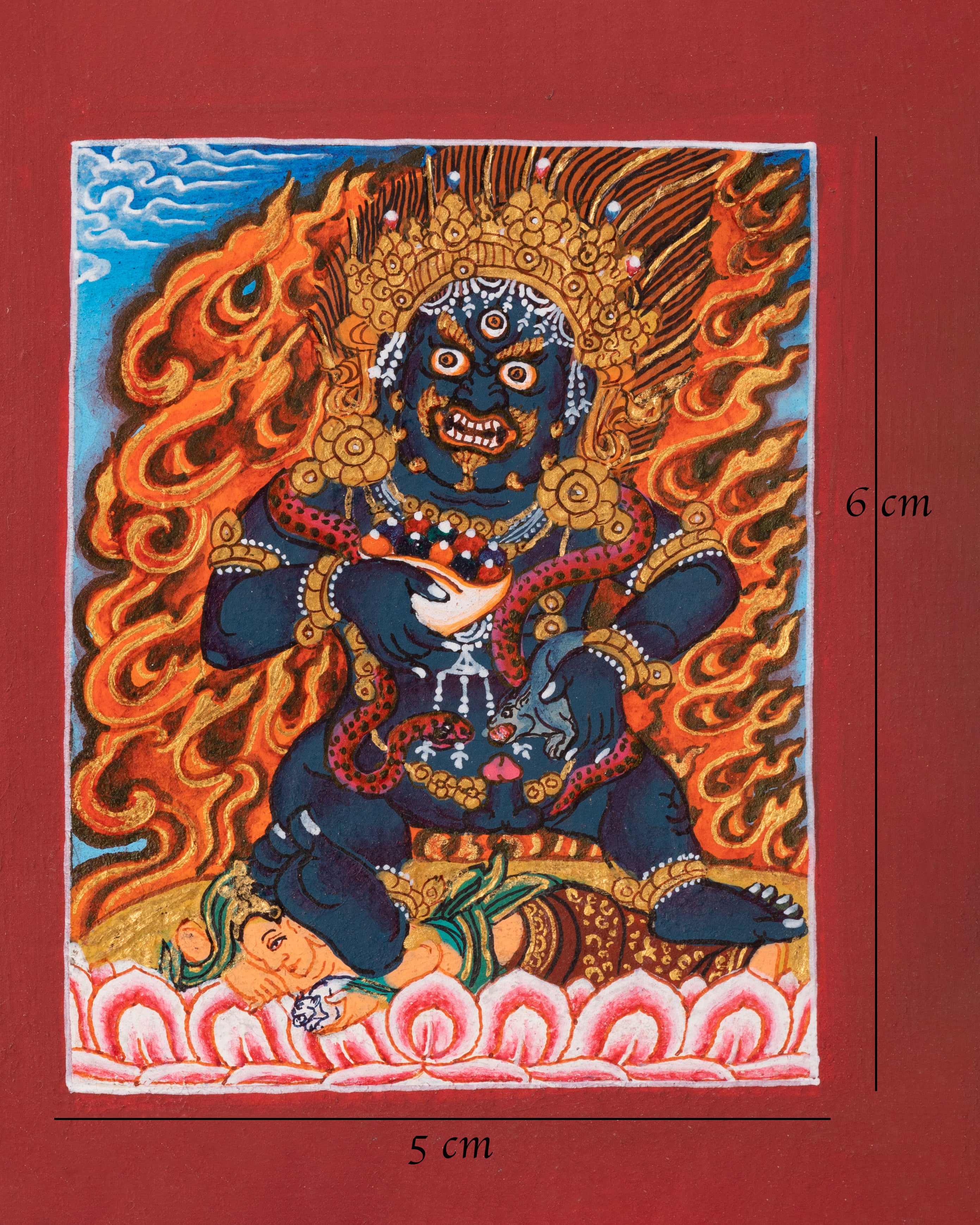 Black Dzambhala Thangka for Locket | A Symbol of Wealth and Protection