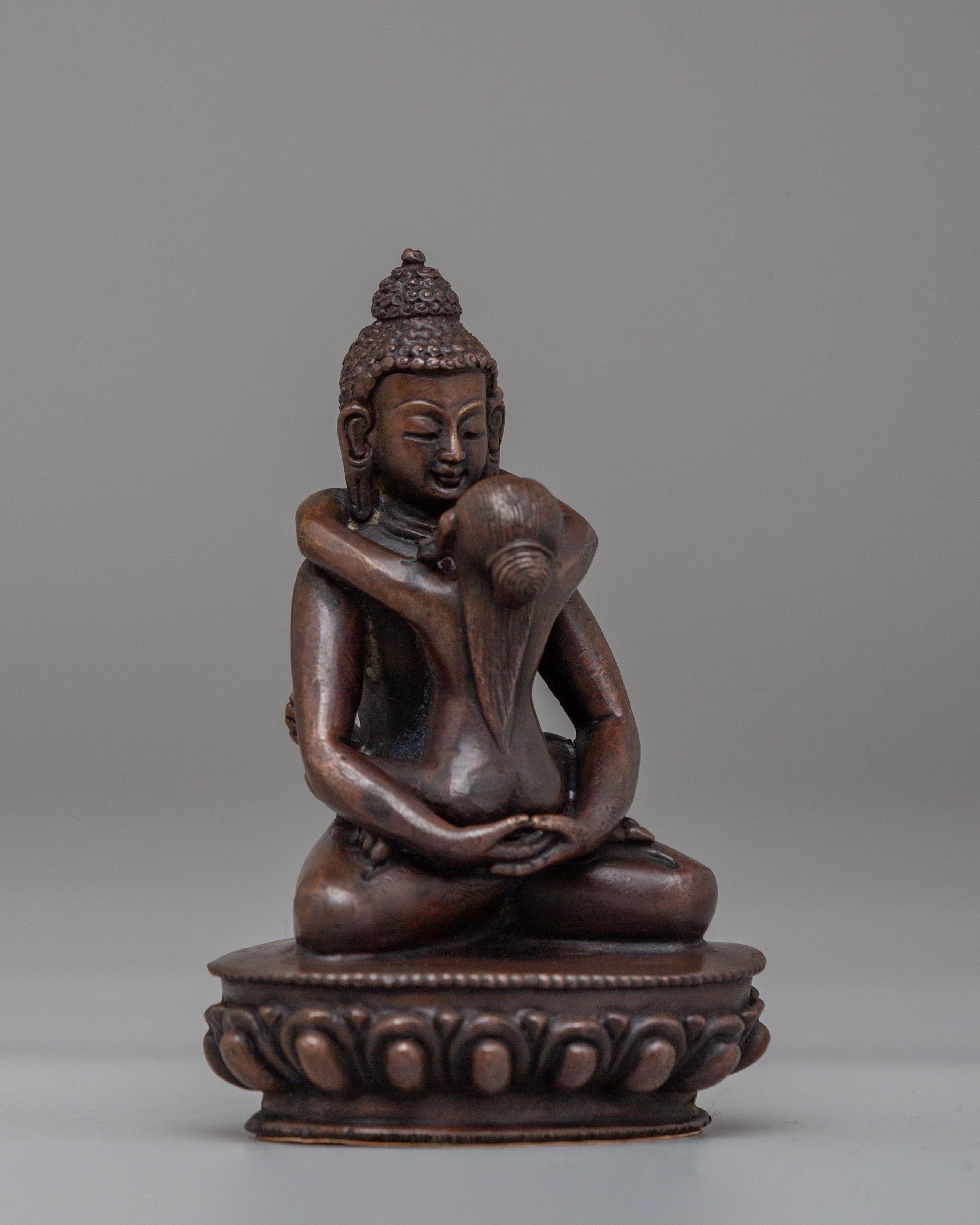 Samantabhadra With Consort Altar Sculpture | Oxidized Copper Body Statue