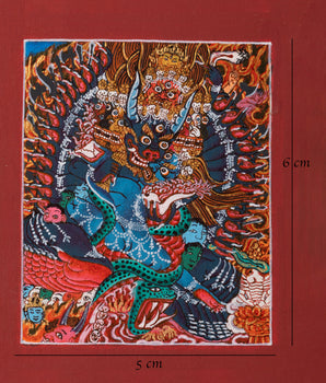 Traditional Yamantaka Thangka for Locket | Tibetan Buddhist Deity Artwork