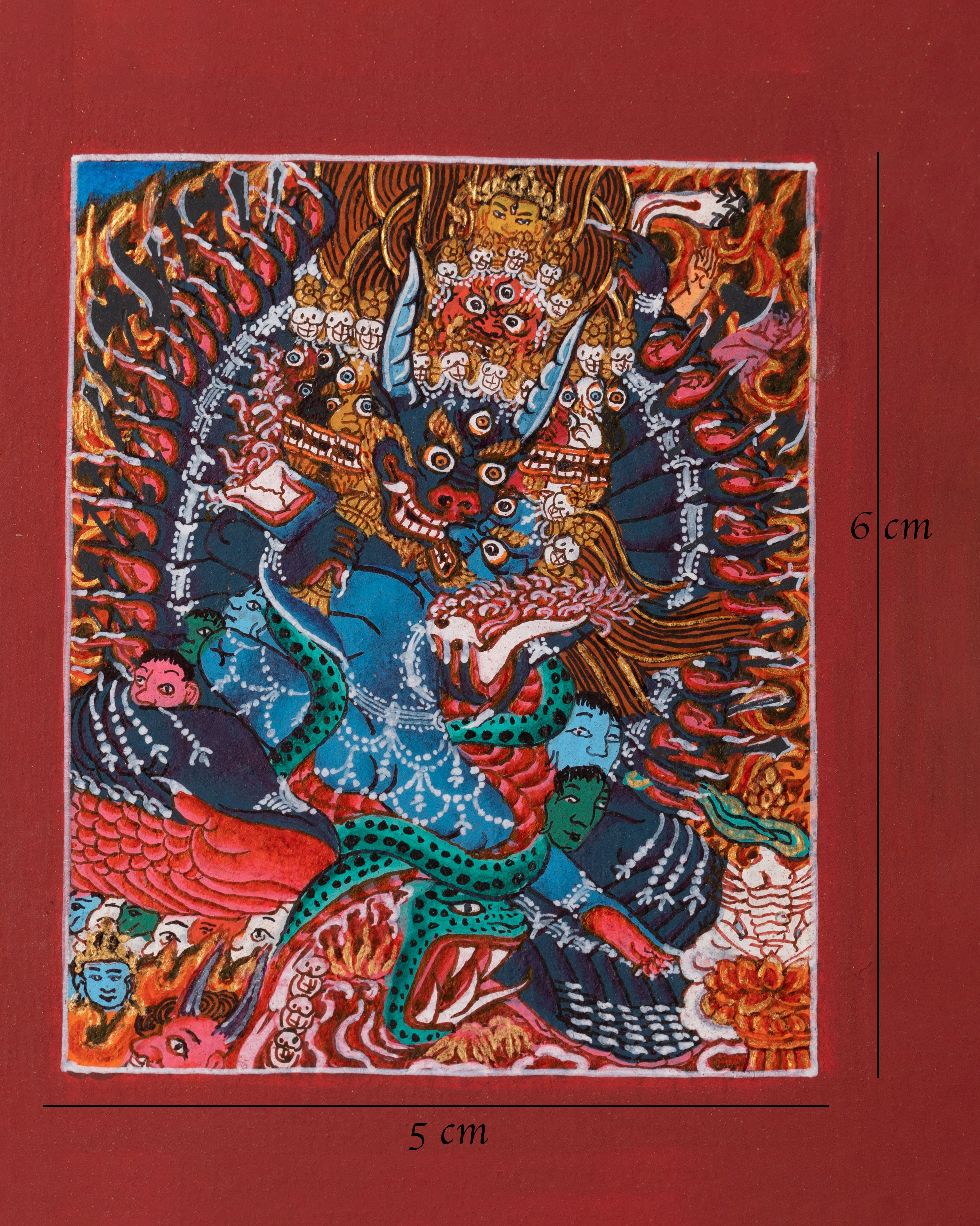 Traditional Yamantaka Thangka for Locket | Tibetan Buddhist Deity Artwork