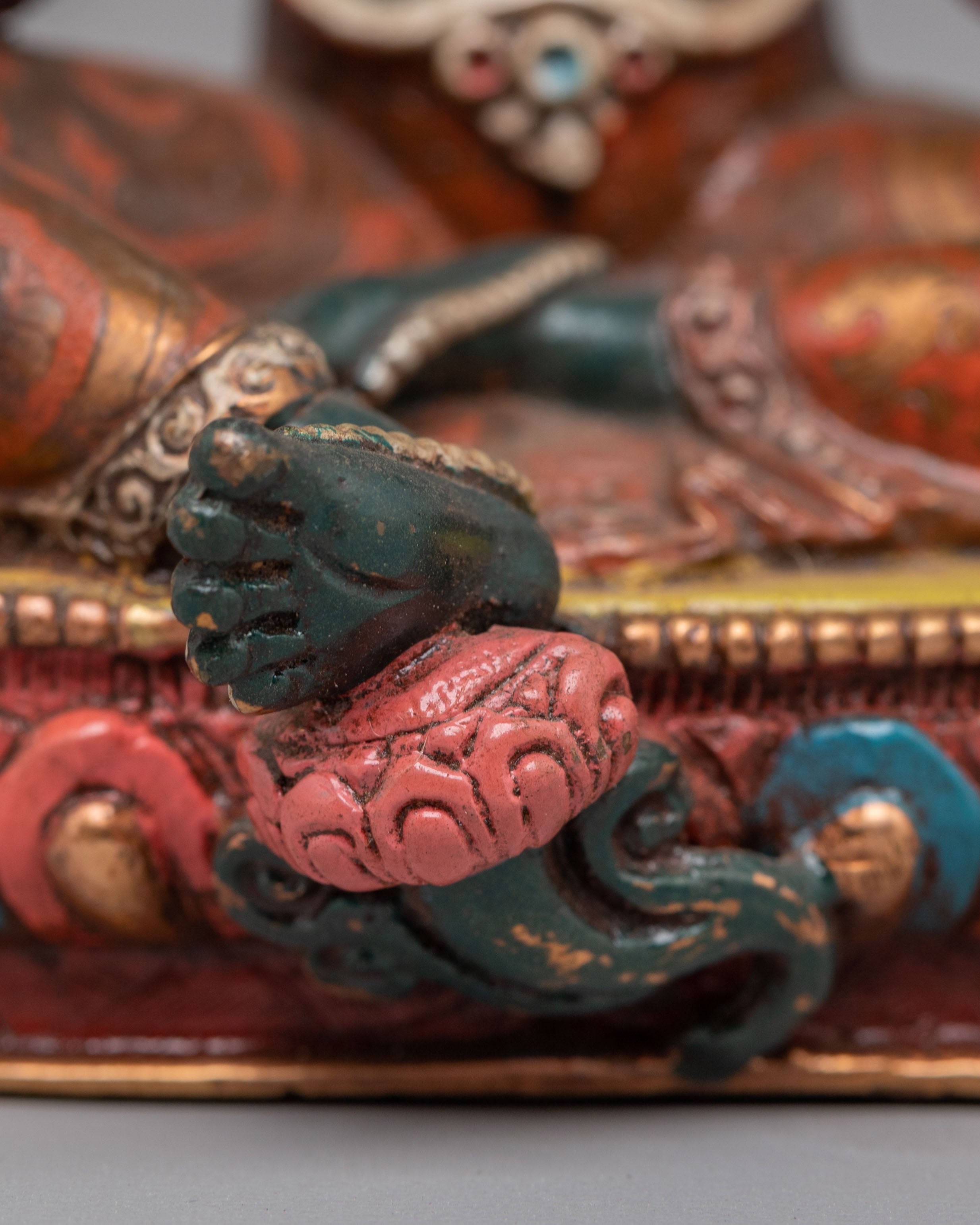 Himalayan Altar Green Tara Deity Statue | Copper Body with Silver Plating