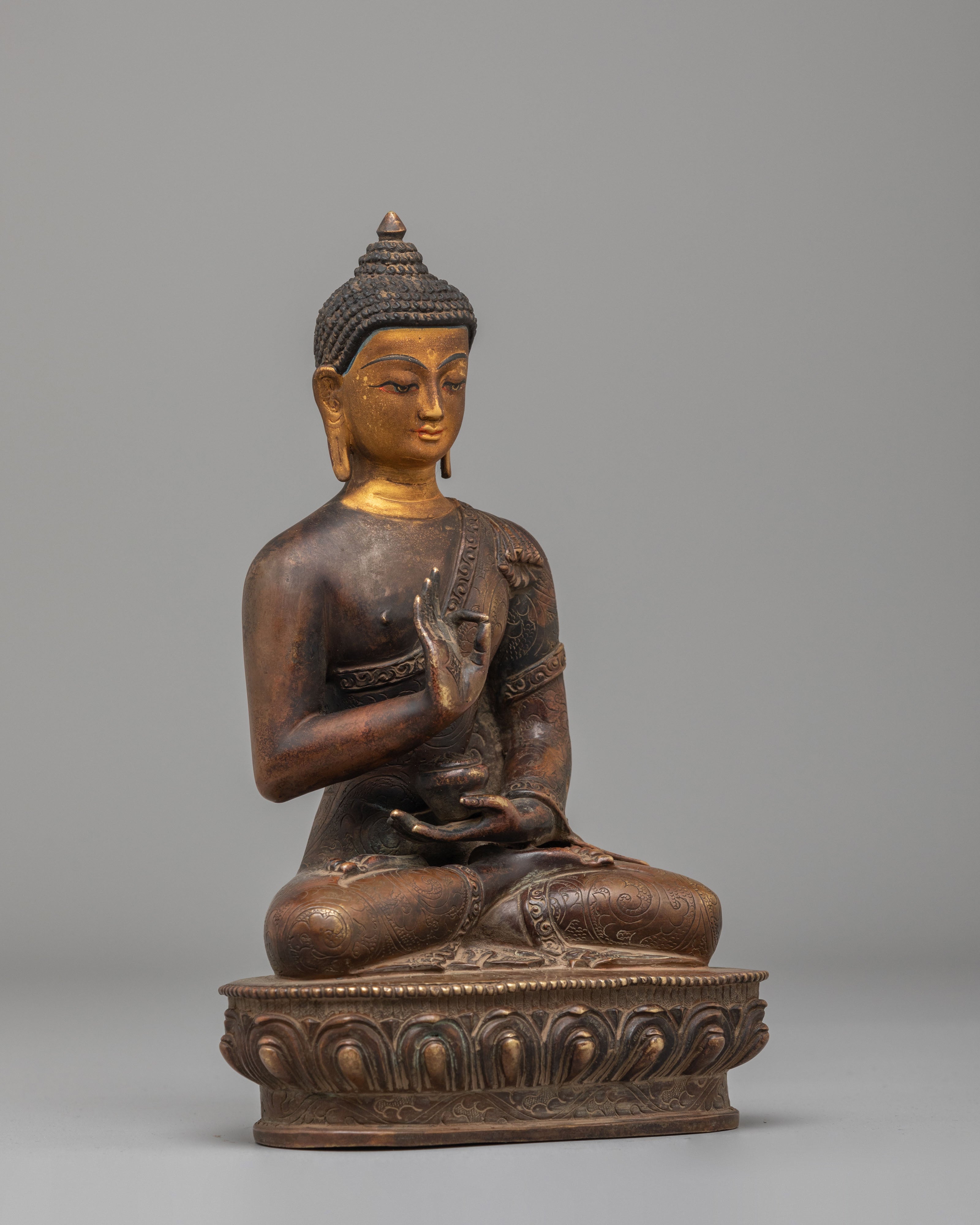 Handmade Amoghasiddhi Statue | Silver Plated Buddhist Art