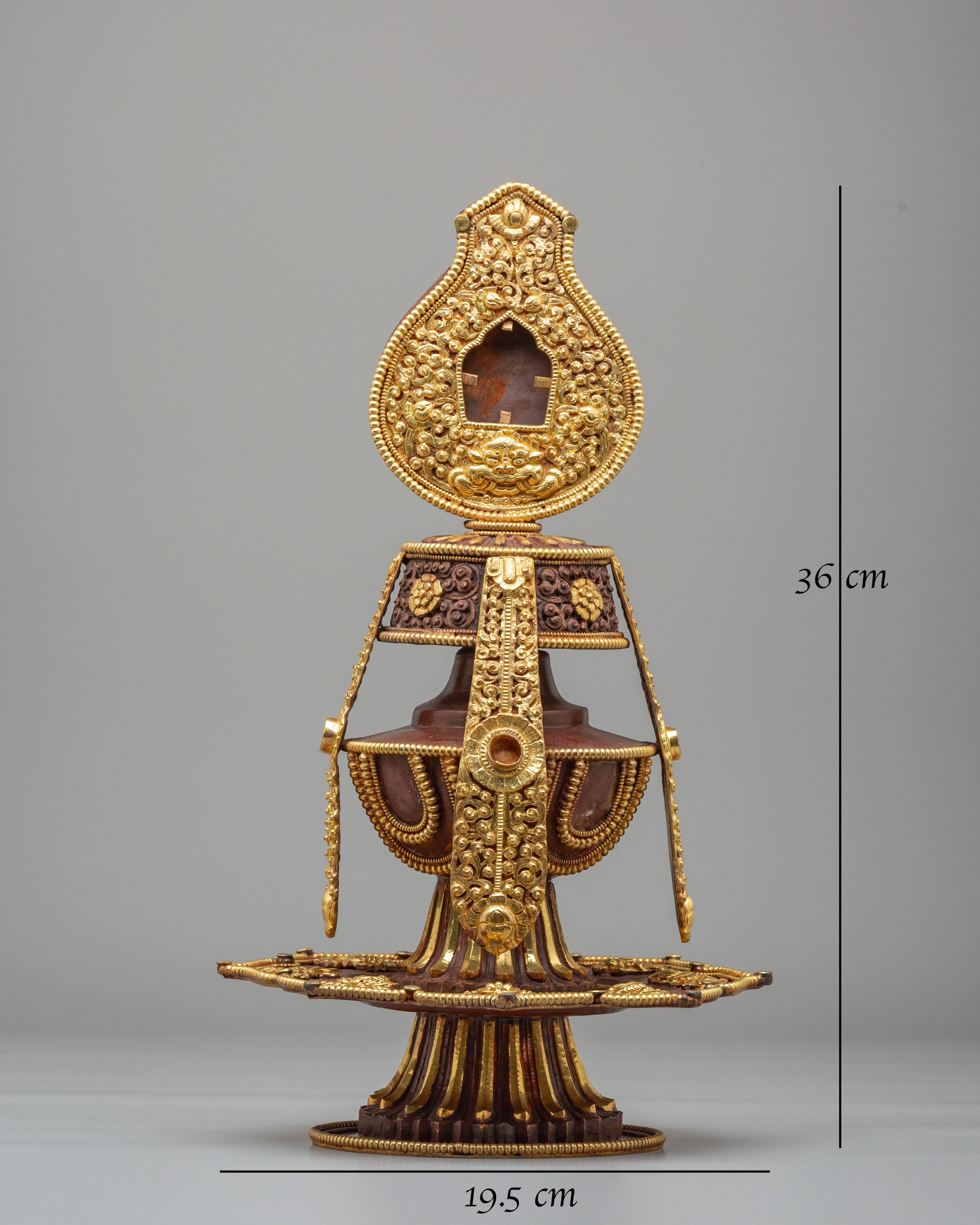 Sacred Tibetan Long-Life Vase | Gold Plated Copper Buddhist Altar Vessel