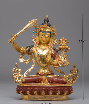 Handcrafted Tibetan Manjushri Bodhisattva Figurine 