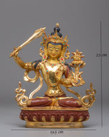 Handcrafted Tibetan Manjushri Bodhisattva Figurine 