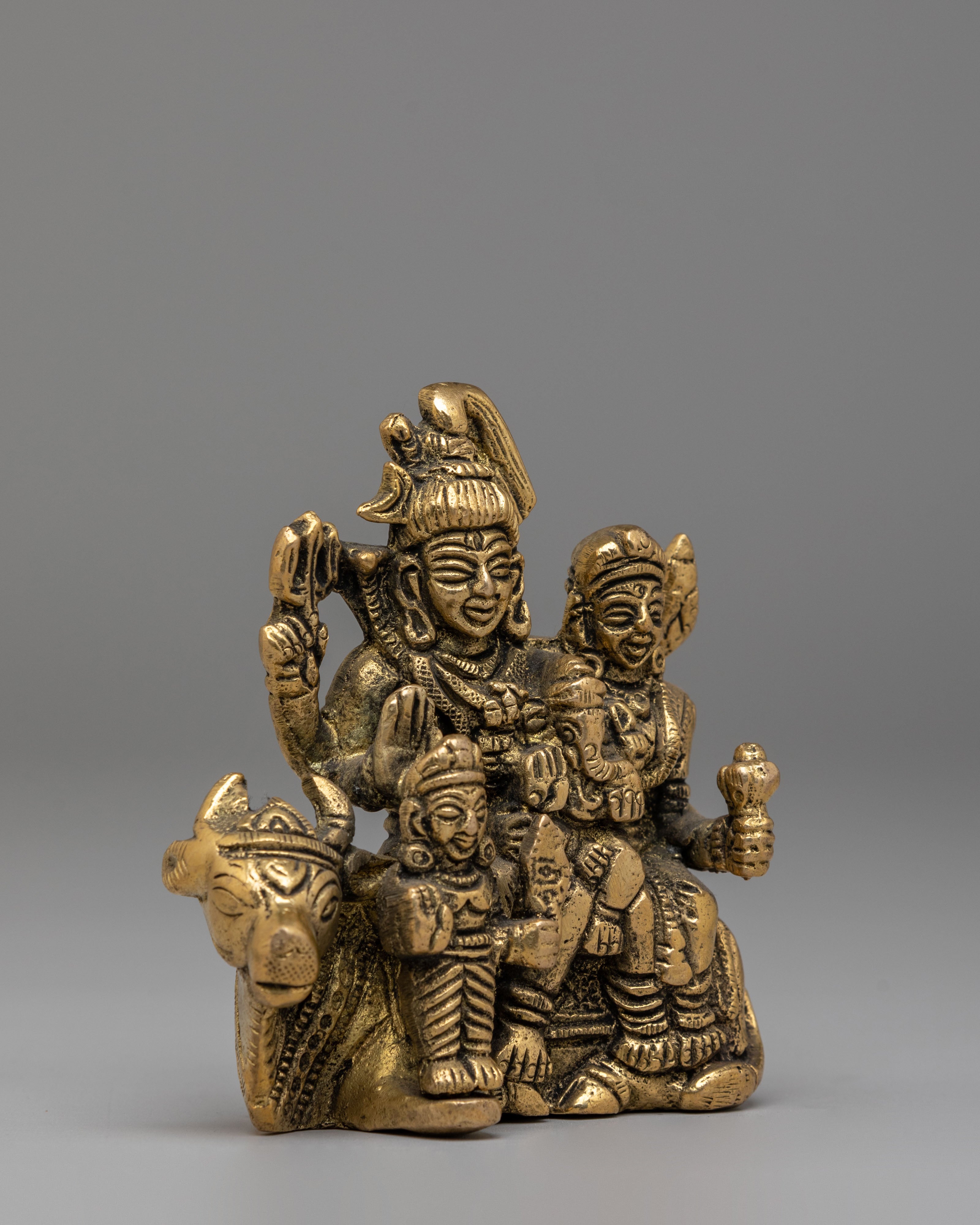 Sacred Shiva Family Statue | Divine Hindu Deity Sculpture