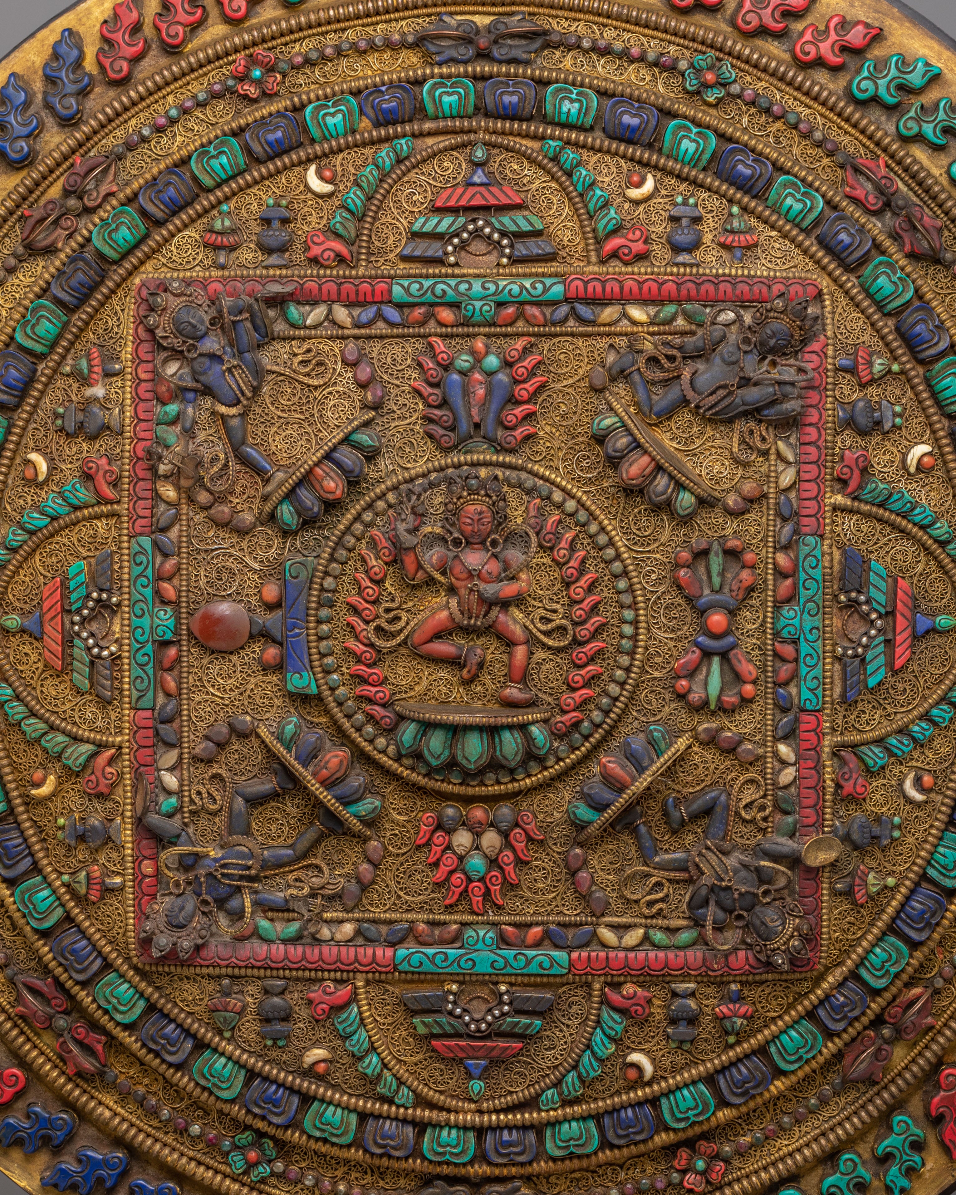 Nepalese Mandala with Stand | Copper Mandala Art