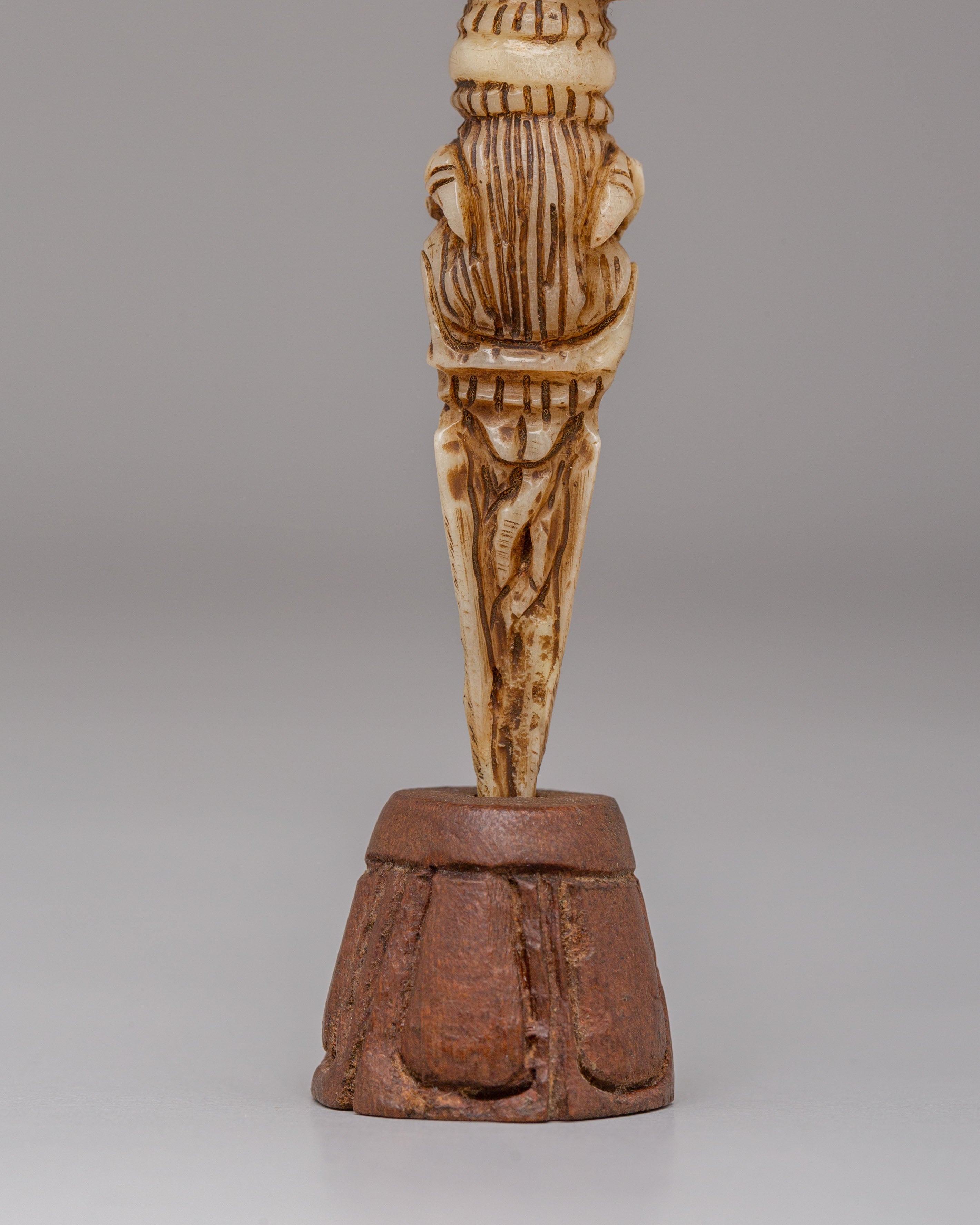 Spiritual Mahakala Engraved Phurba | Hand-Carved Buffalo Bone Ritual Dagger