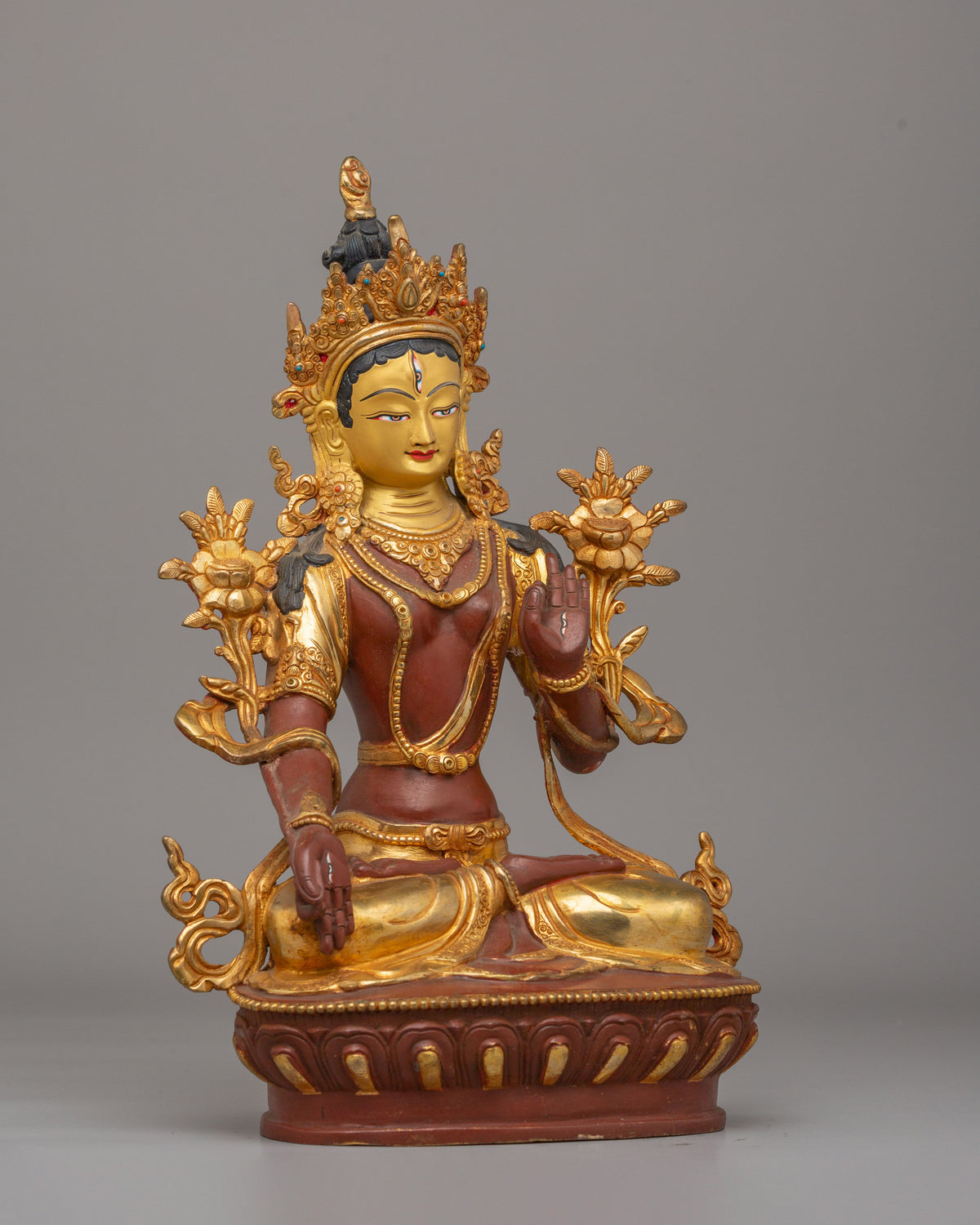Tibetan Healing Deity White Tara Statue | Handcrafted Spiritual Decor